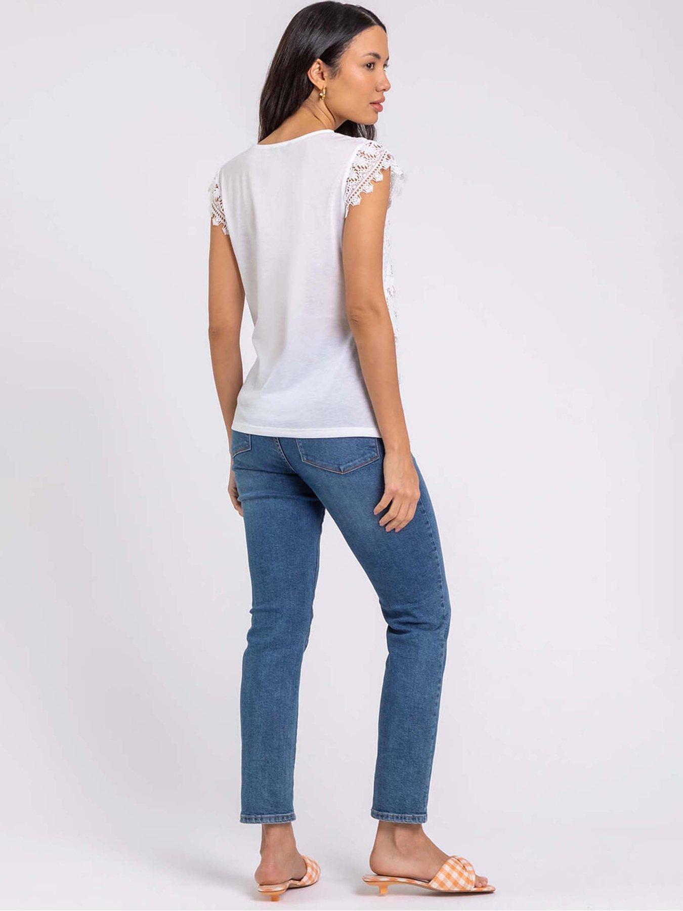  image of roman-butterfly-lace-stretch-top