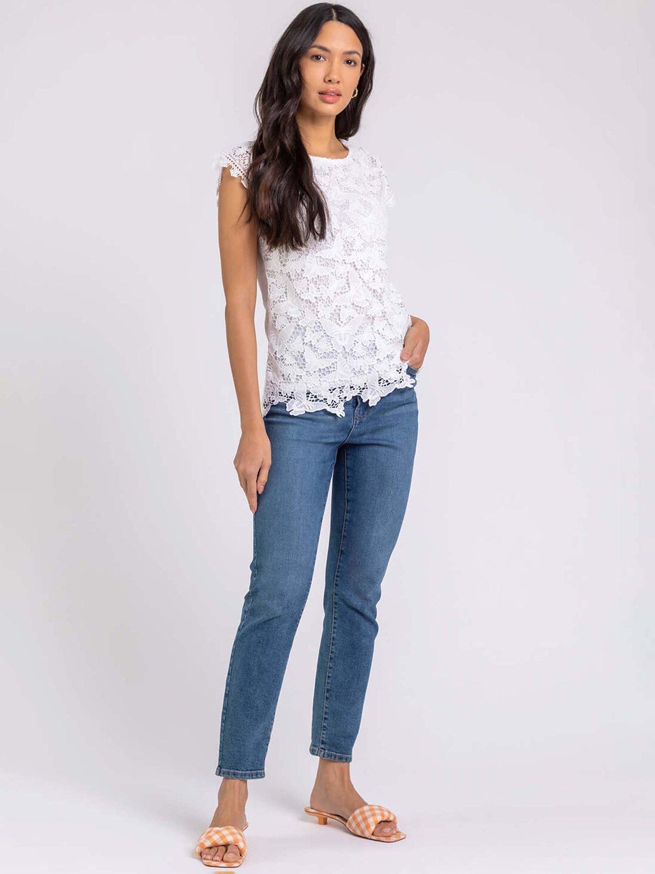  image of roman-butterfly-lace-stretch-top