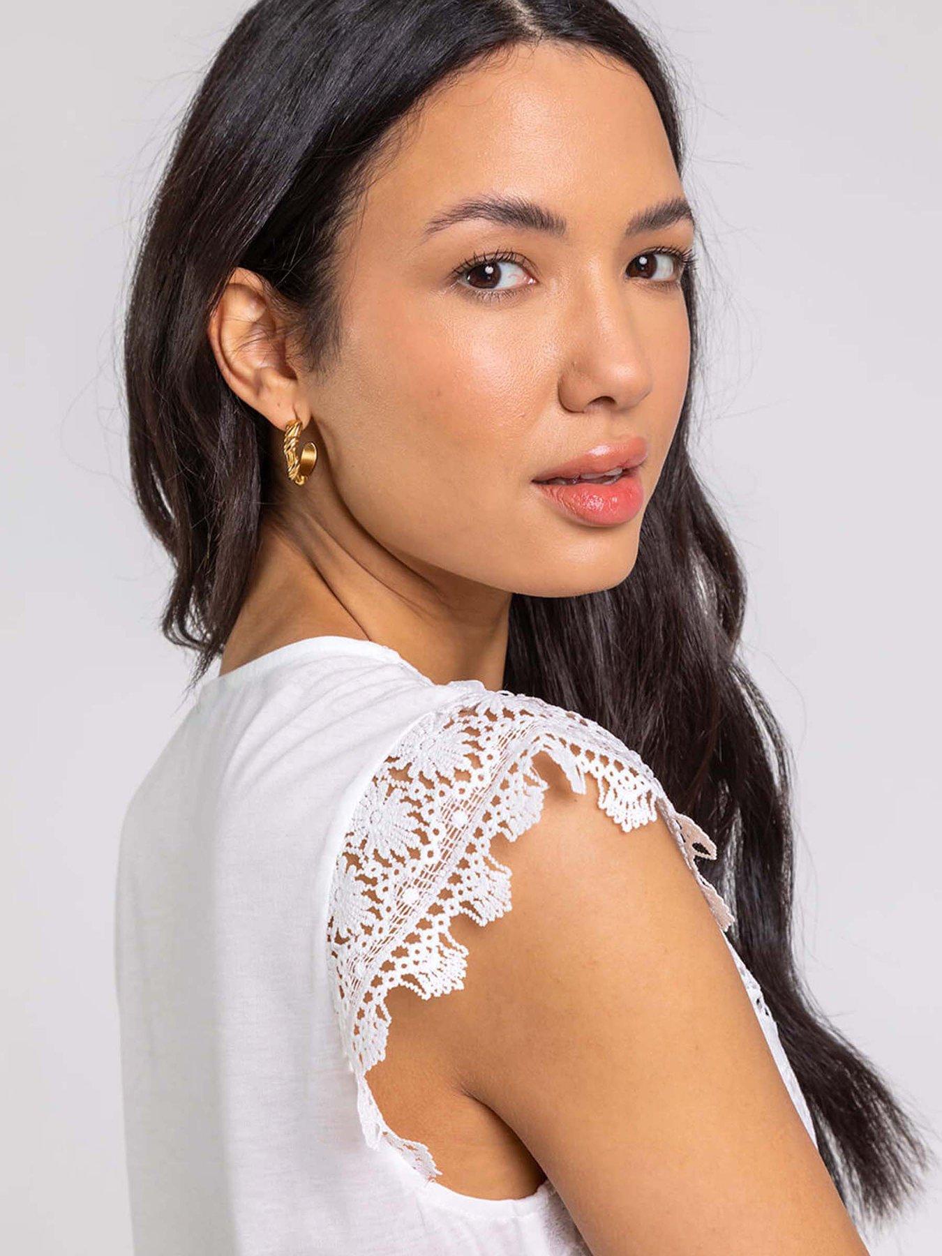  image of roman-butterfly-lace-stretch-top