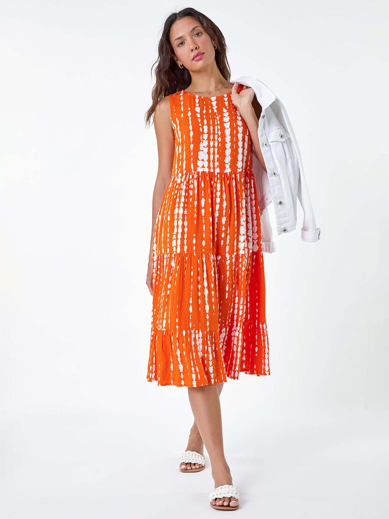 undefined Tie Dye Print Sleeveless Smock Dress