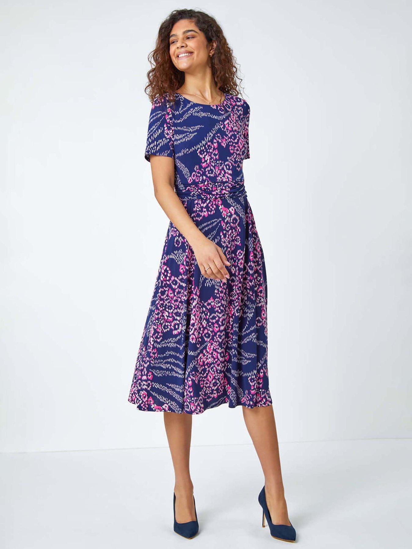 undefined Textured Animal Print Stretch Dress
