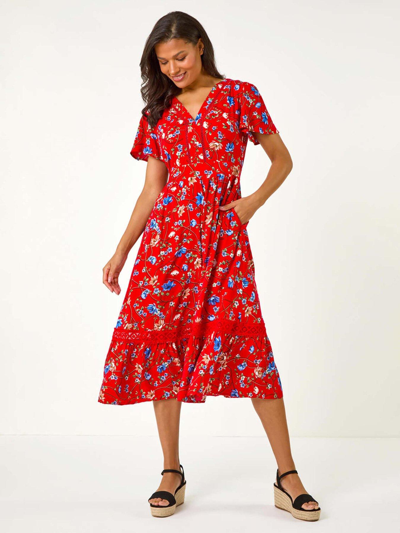 roman-floral-lace-trim-pocket-midi-dress