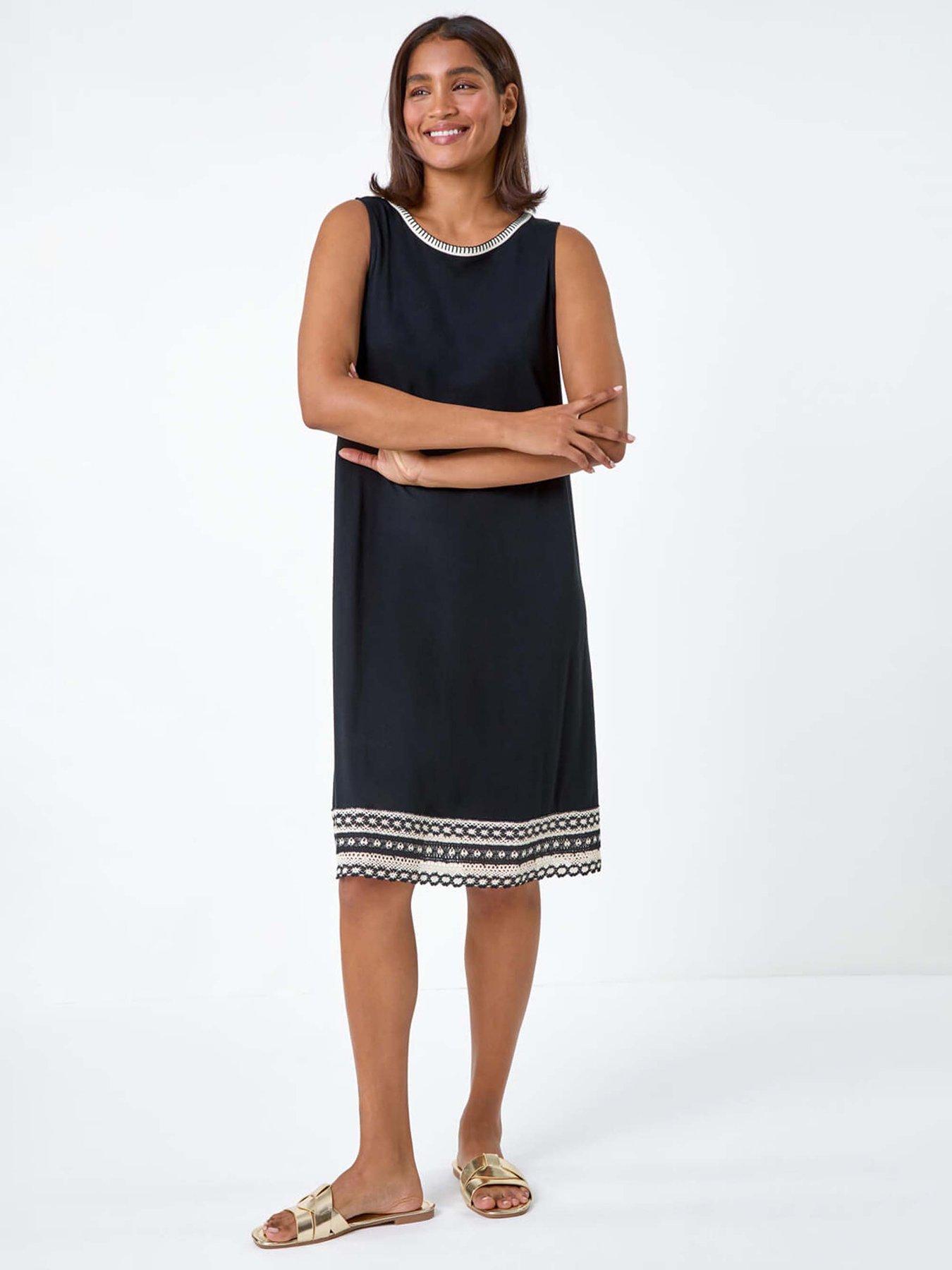 roman-embroidered-trim-stretch-jersey-shift-dress-black