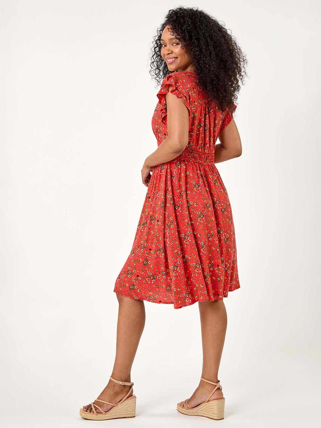 stillFront image of roman-petite-ditsy-floral-frill-pocket-dress