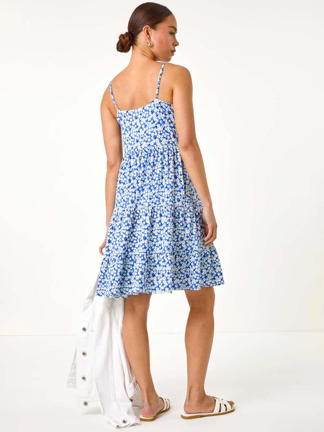  image of roman-petite-ditsy-floral-tiered-stretch-dress