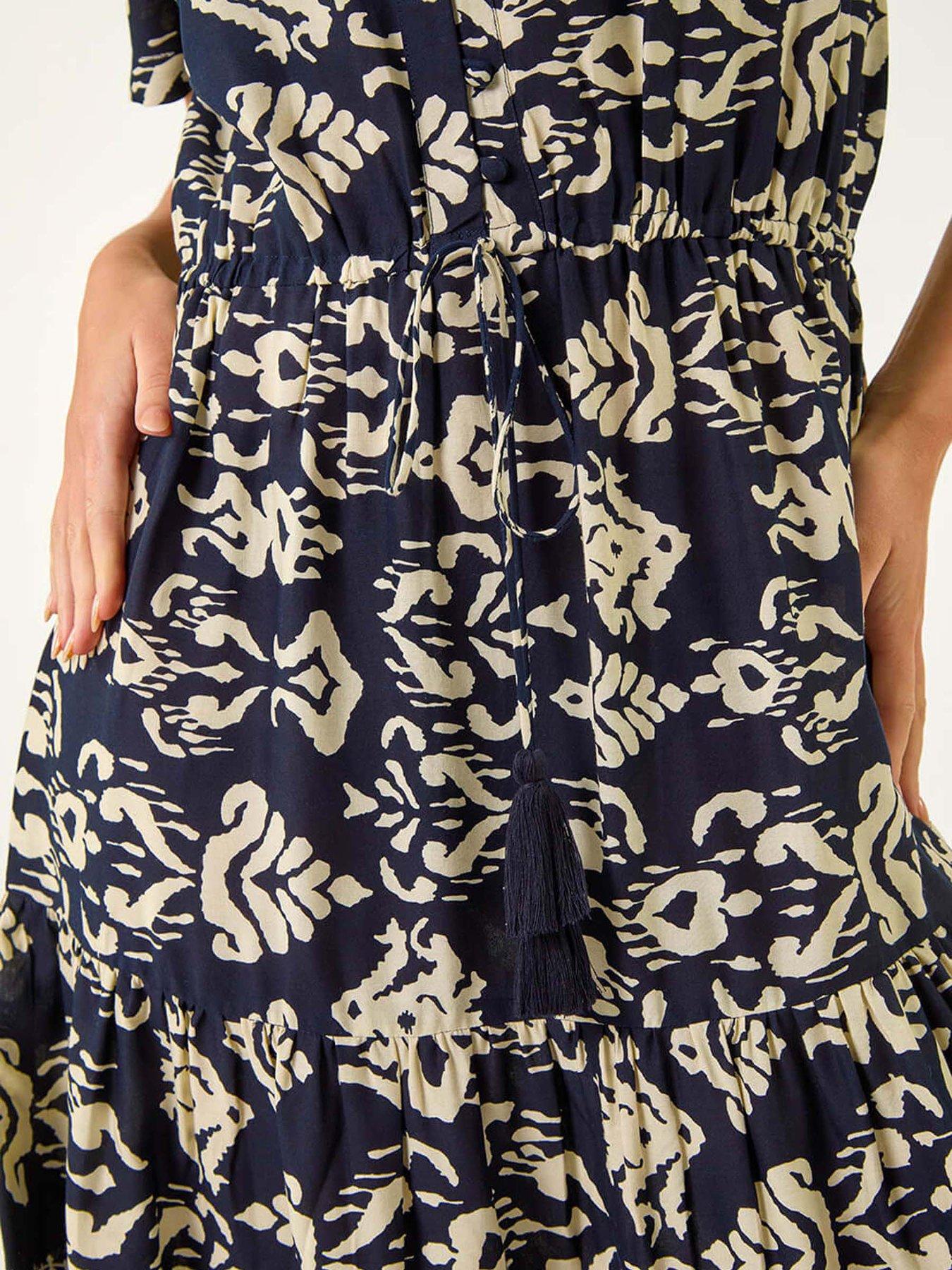 Image 5 of 5 of Roman Petite Aztec Print Stretch Midi Dress