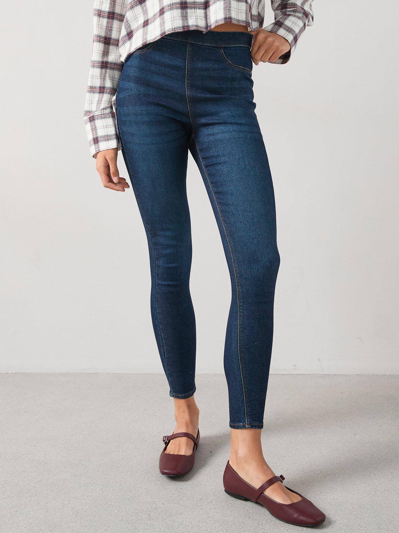 Image 1 of 6 of V by Very High Waist Denim Jeggings - Dark Wash