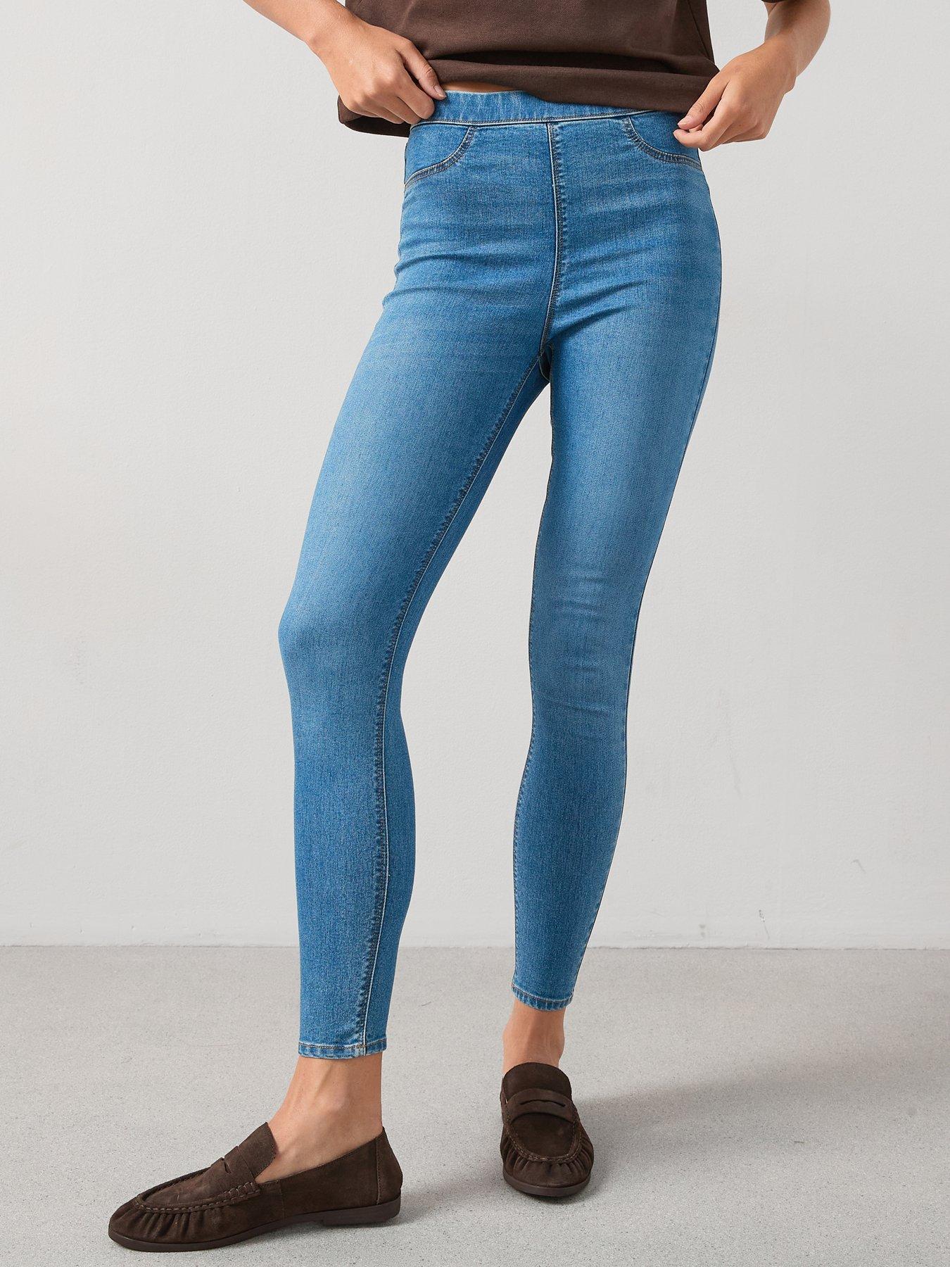 undefined High Waist Denim Jeggings - Mid Wash