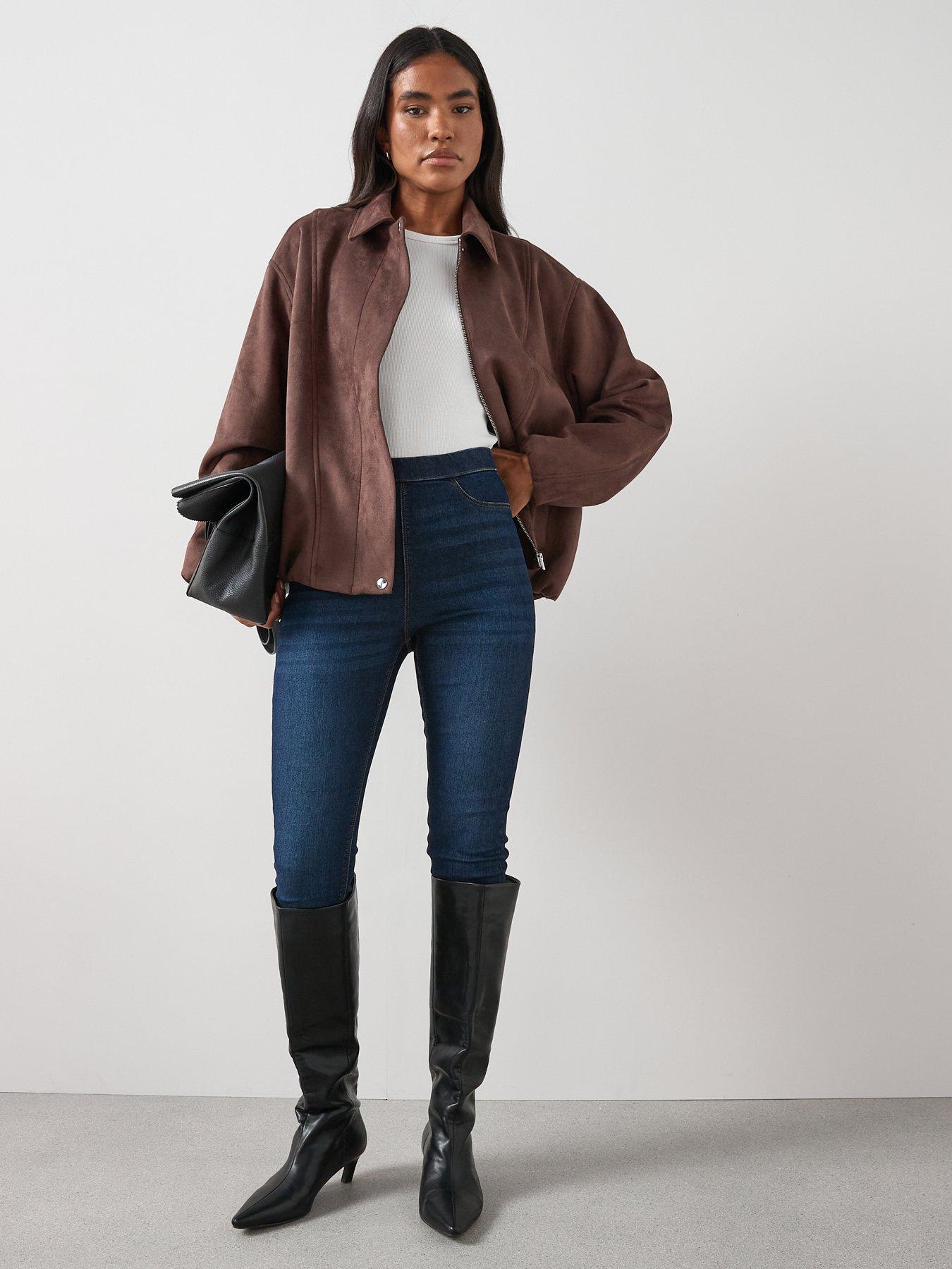  image of the-very-collection-short-high-waist-denim-jeggings-dark-wash