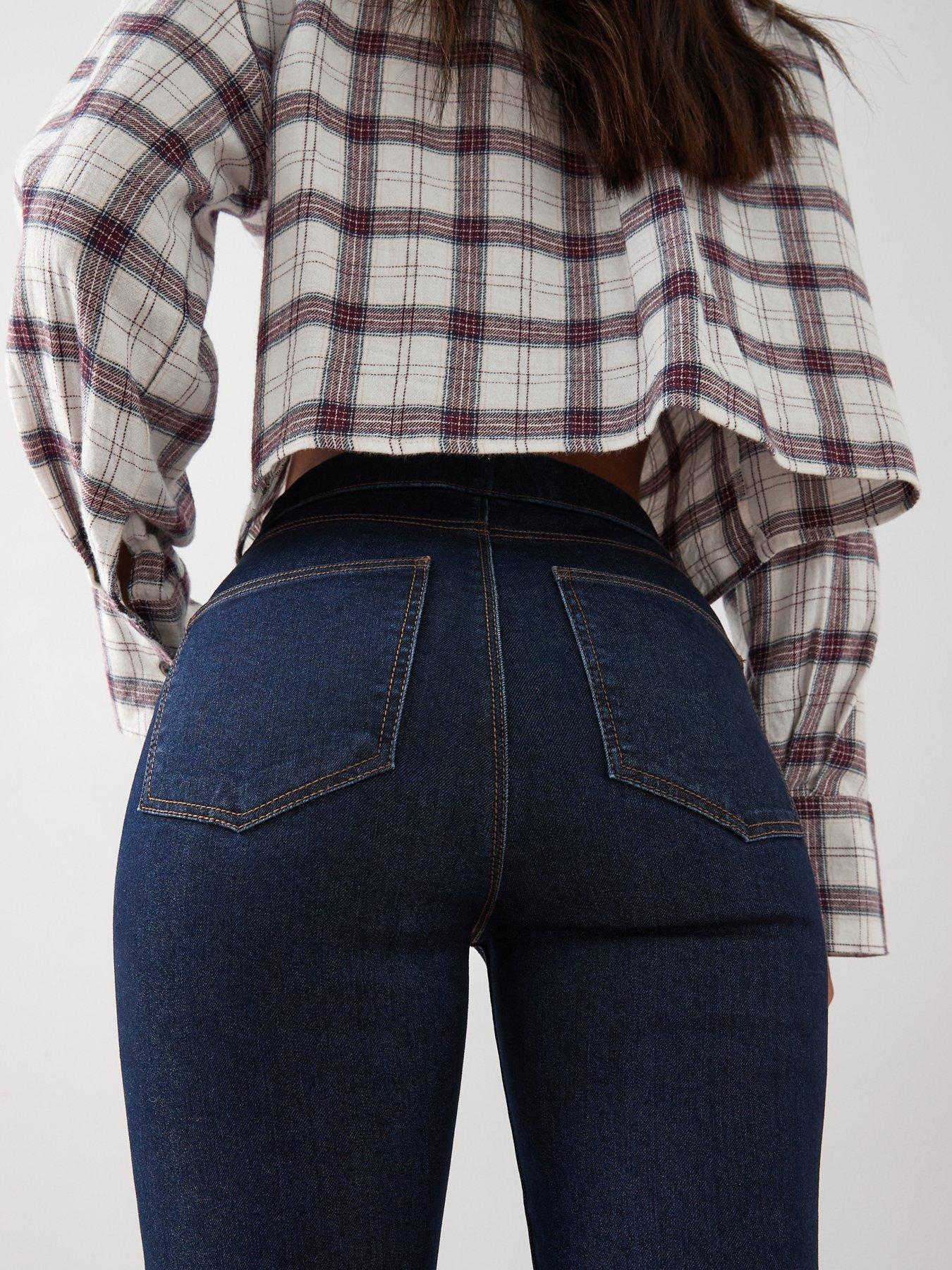 Image 4 of 5 of V by Very Short High Waist Denim Jeggings - Dark Wash