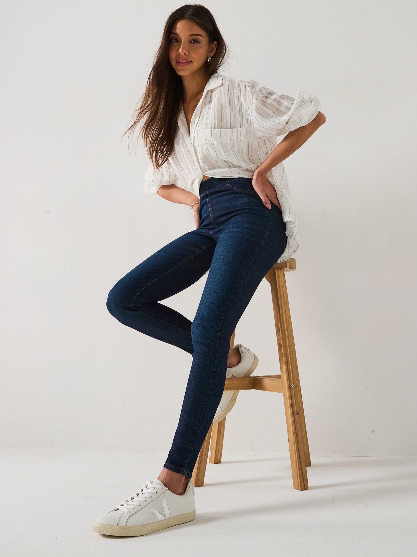 Image 3 of 6 of V by Very Tall High Waist Denim Jeggings - Dark Wash