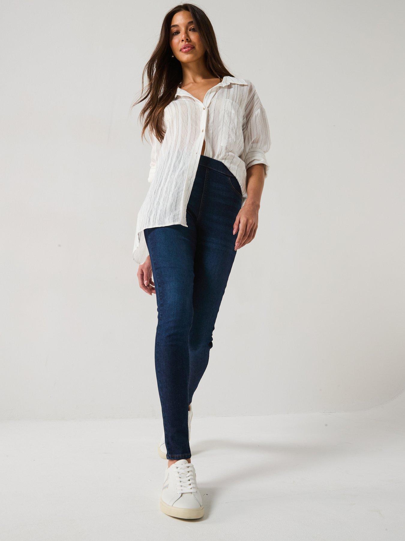 Image 6 of 6 of V by Very Tall High Waist Denim Jeggings - Dark Wash