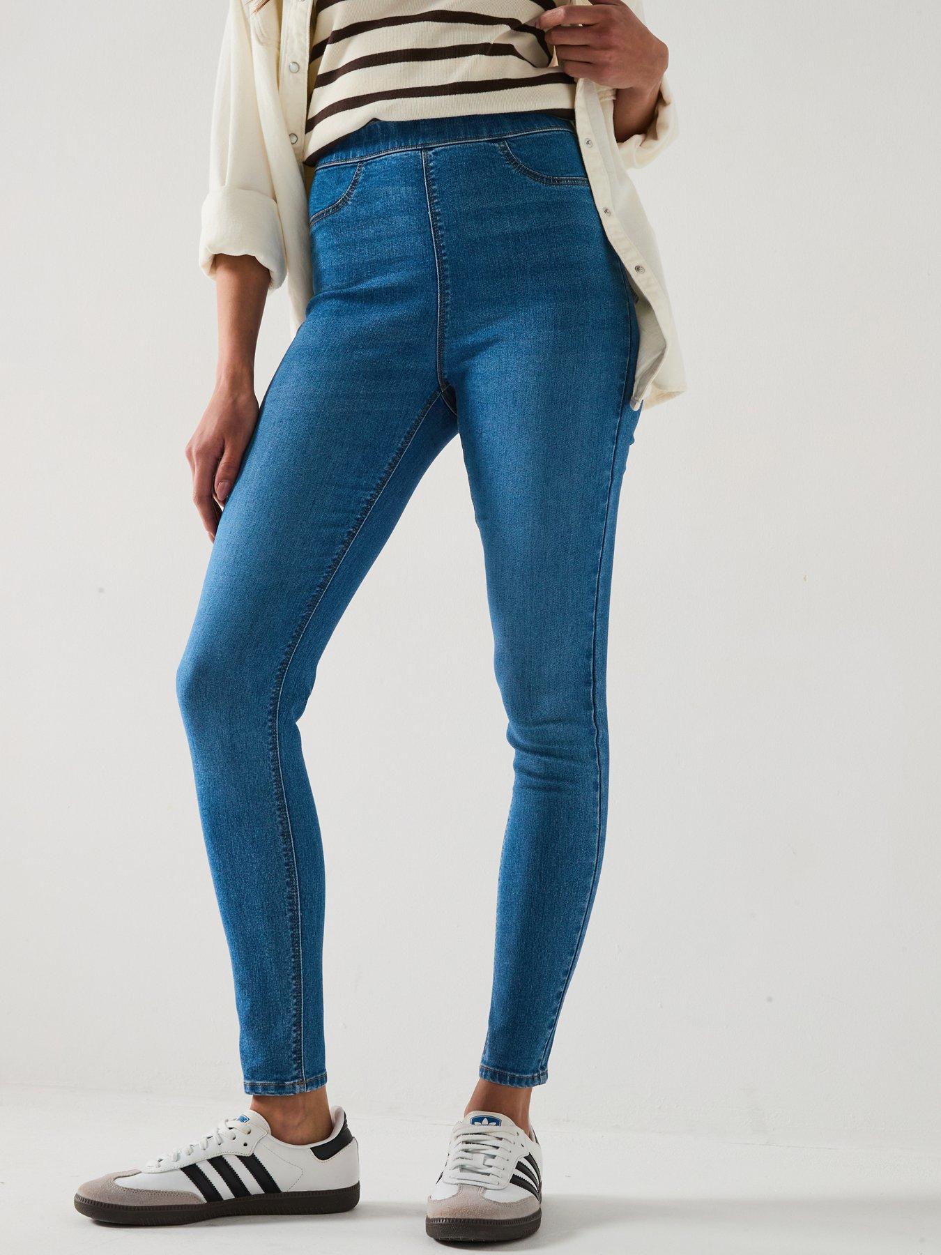 Image 1 of 6 of V by Very Tall High Waist Denim Jeggings - Mid Wash