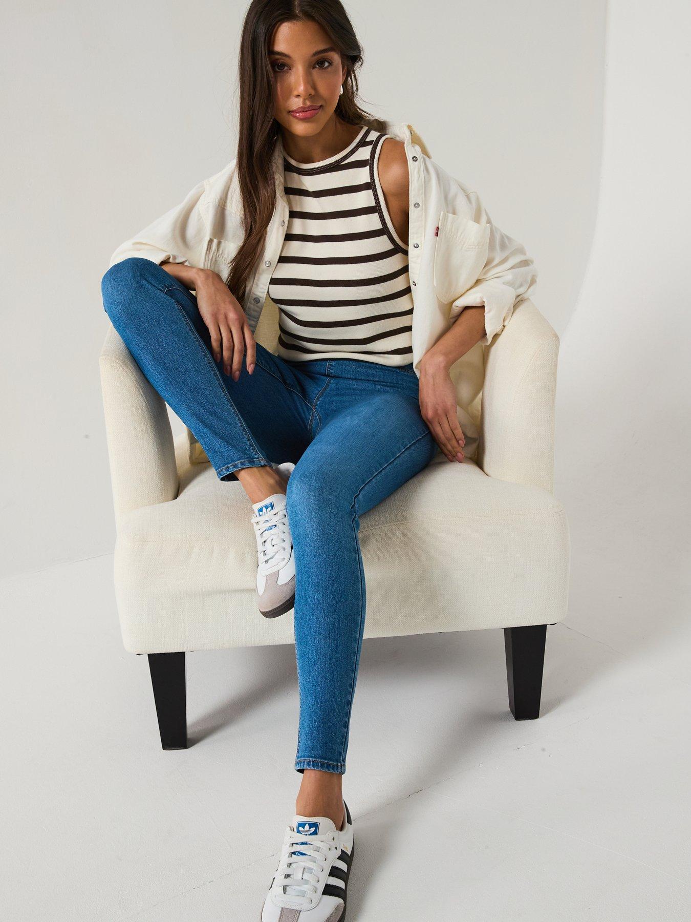 Image 3 of 6 of V by Very Tall High Waist Denim Jeggings - Mid Wash