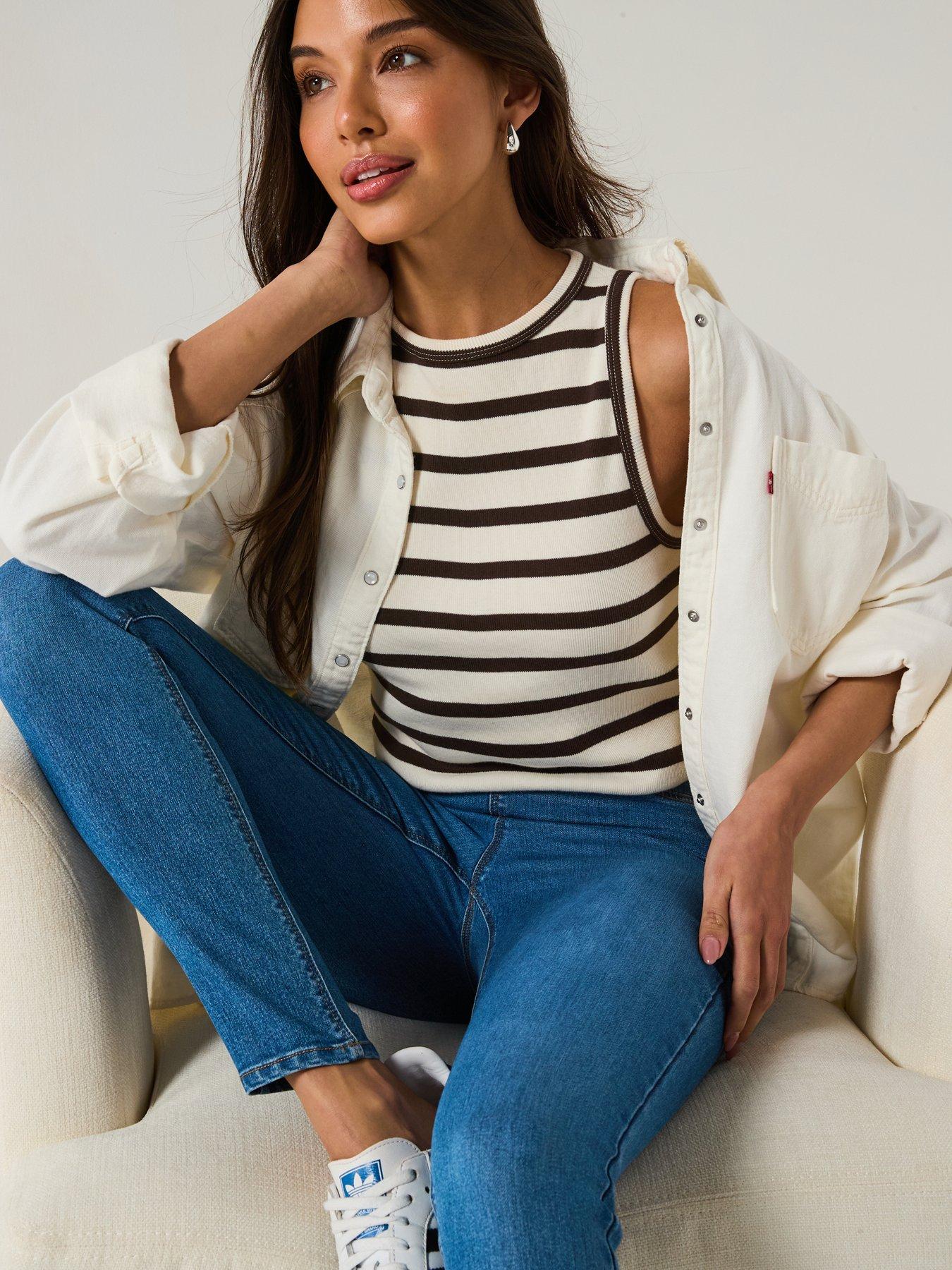 Image 5 of 6 of V by Very Tall High Waist Denim Jeggings - Mid Wash