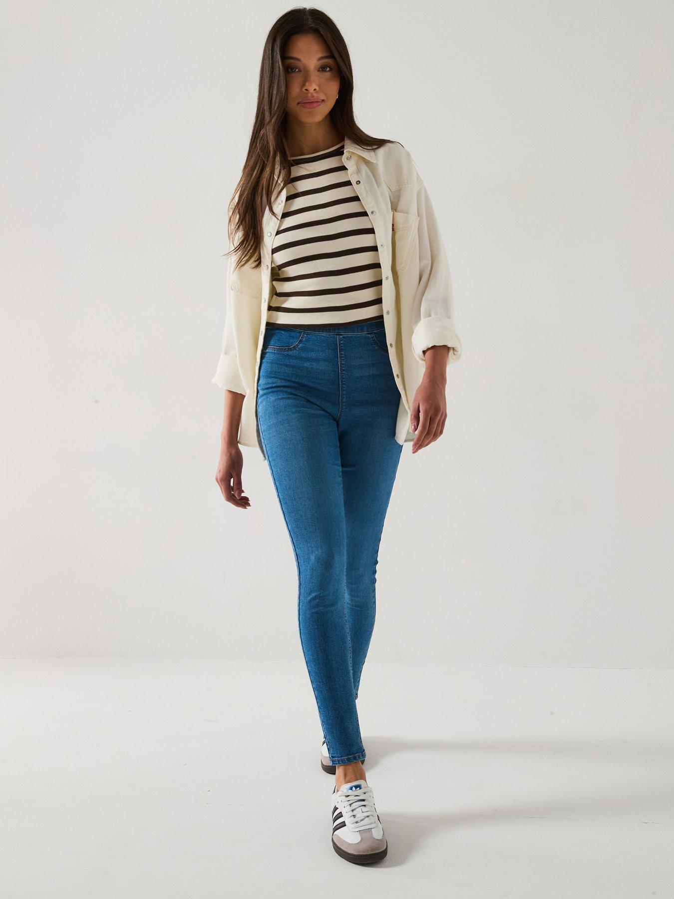 Image 6 of 6 of V by Very Tall High Waist Denim Jeggings - Mid Wash