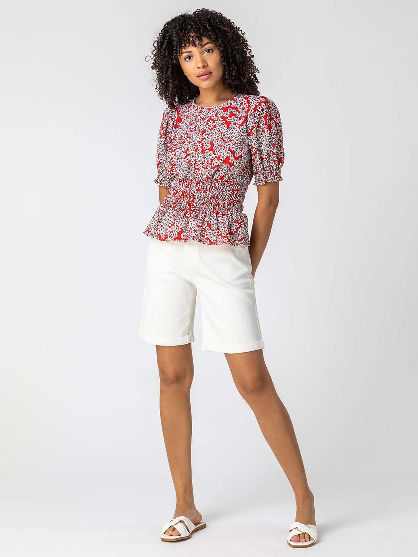  image of roman-turned-hem-denim-stretch-shorts