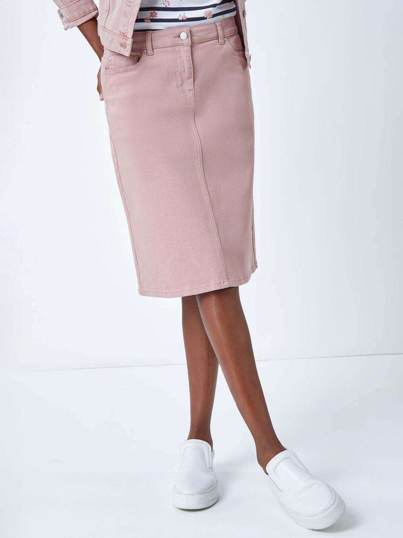 undefined Cotton Denim Stretch A Line Skirt