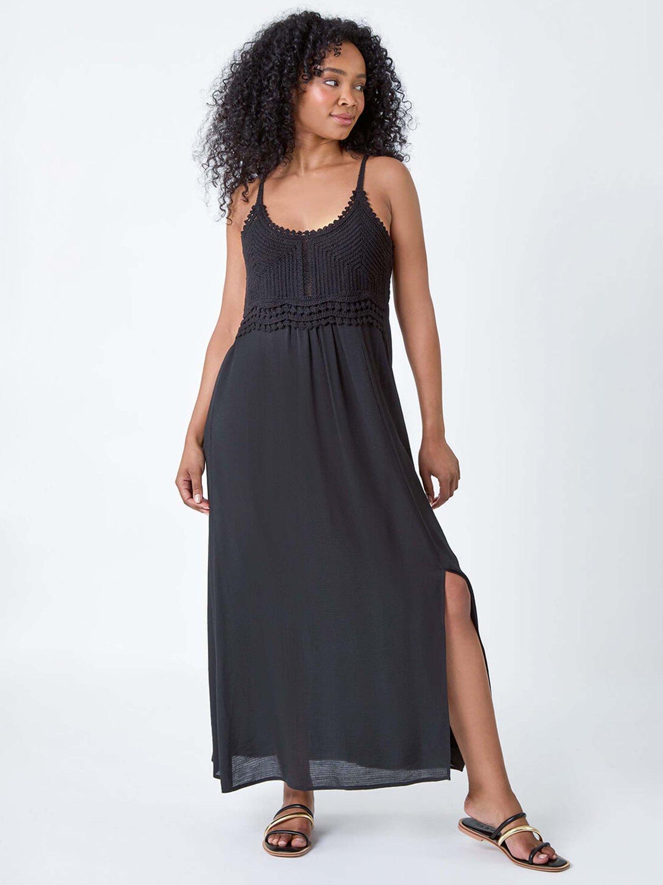 undefined Petite Crochet Bodice Cotton Maxi Dress