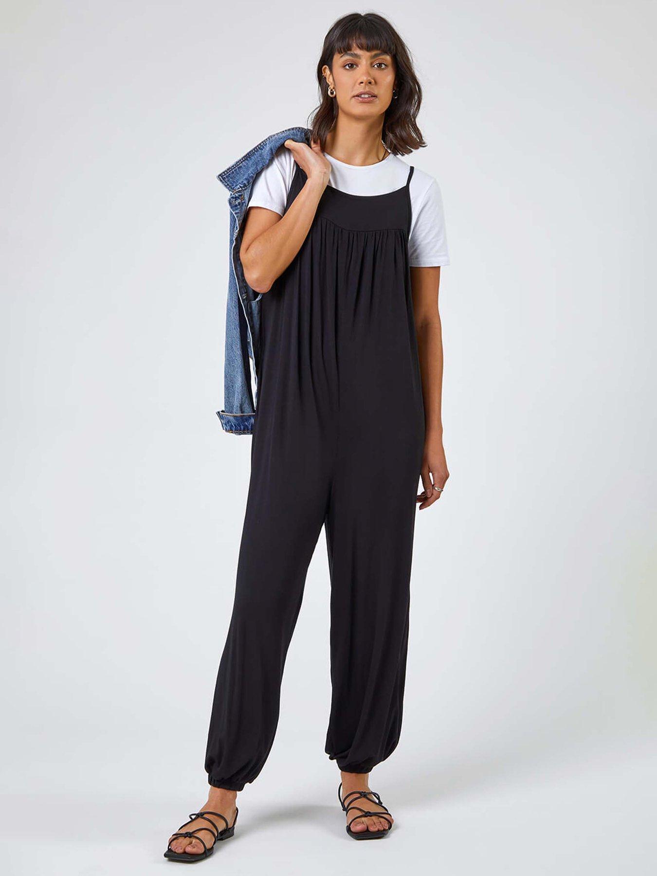 undefined Strappy Full Length Jersey Jumpsuit