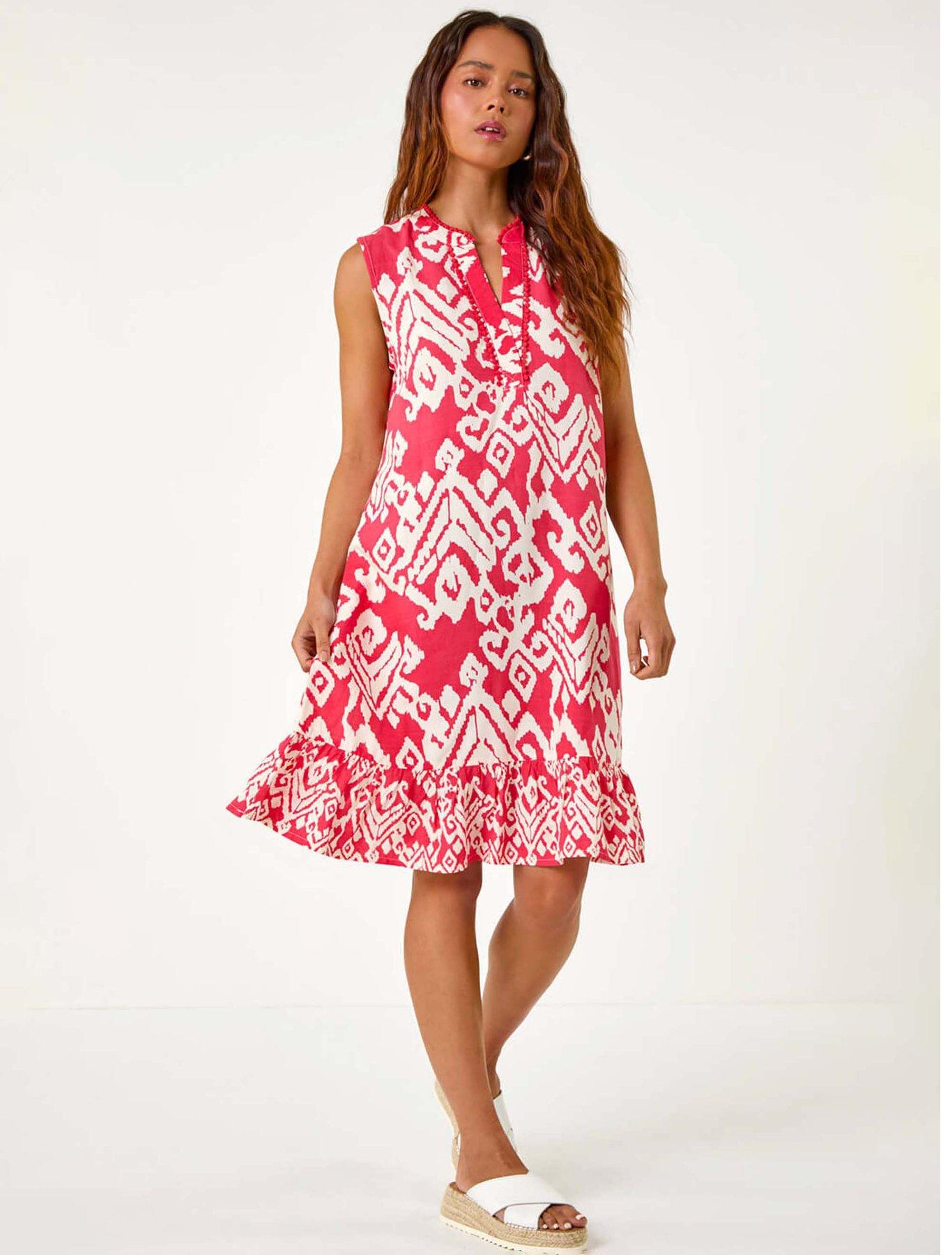 roman-petite-aztec-print-frill-hem-dress