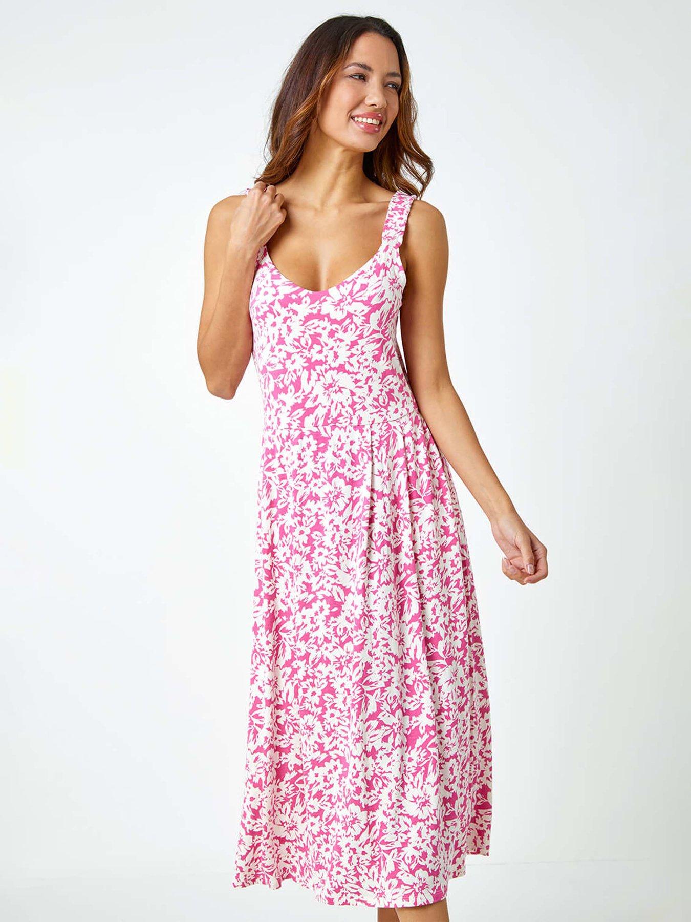  image of roman-sleeveless-floral-midi-stretch-dress