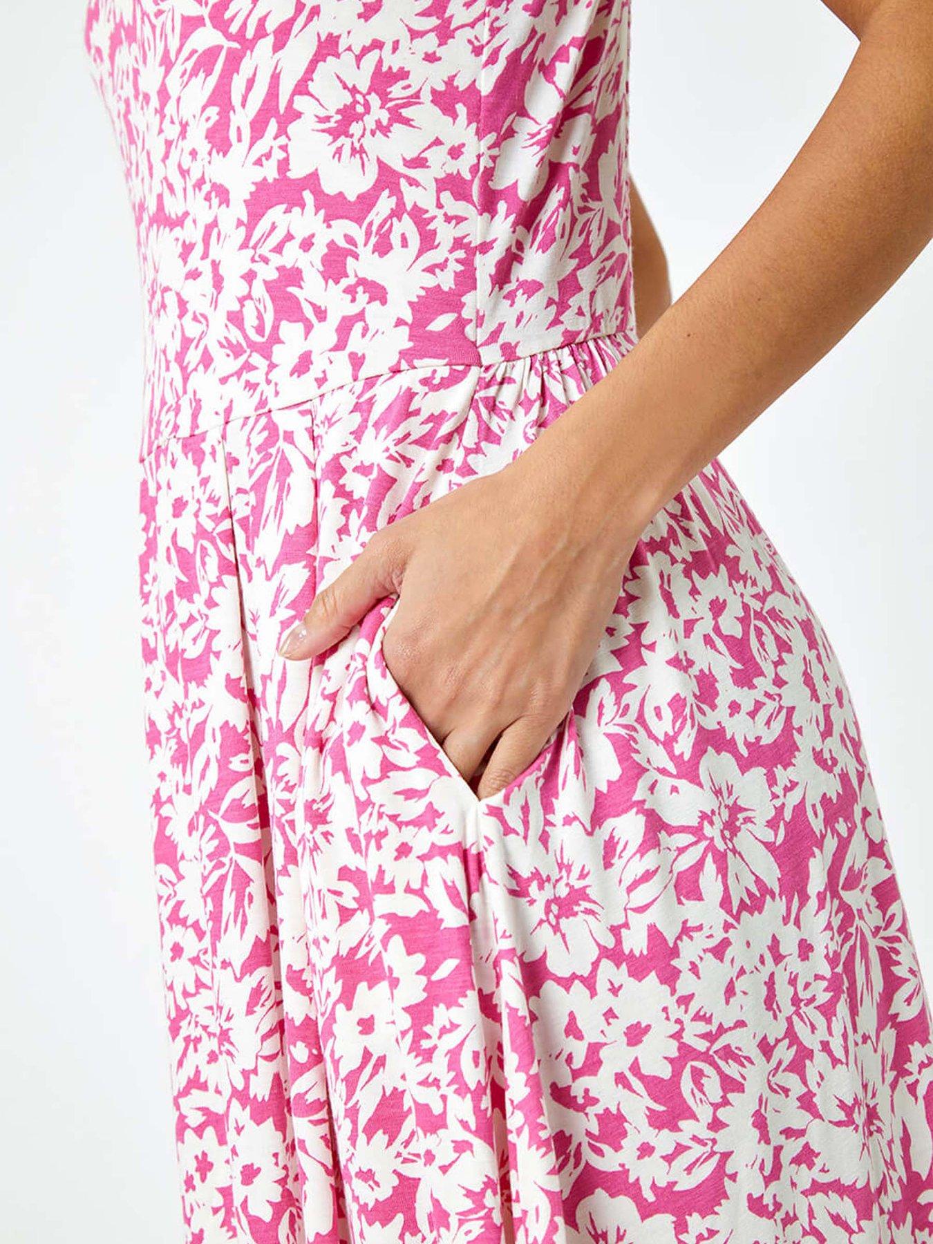  image of roman-sleeveless-floral-midi-stretch-dress