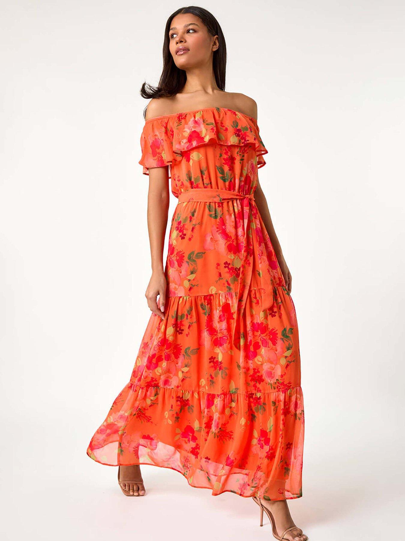 roman-floral-tiered-bardot-belted-dress