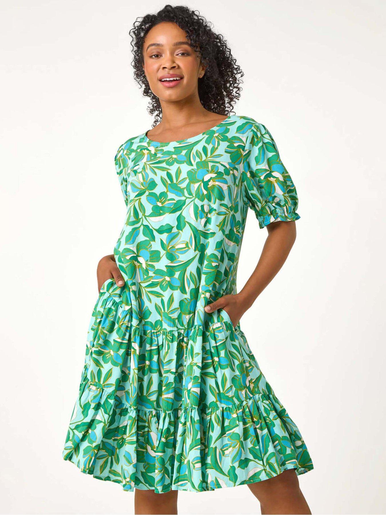  image of roman-petite-floral-tiered-smock-dress