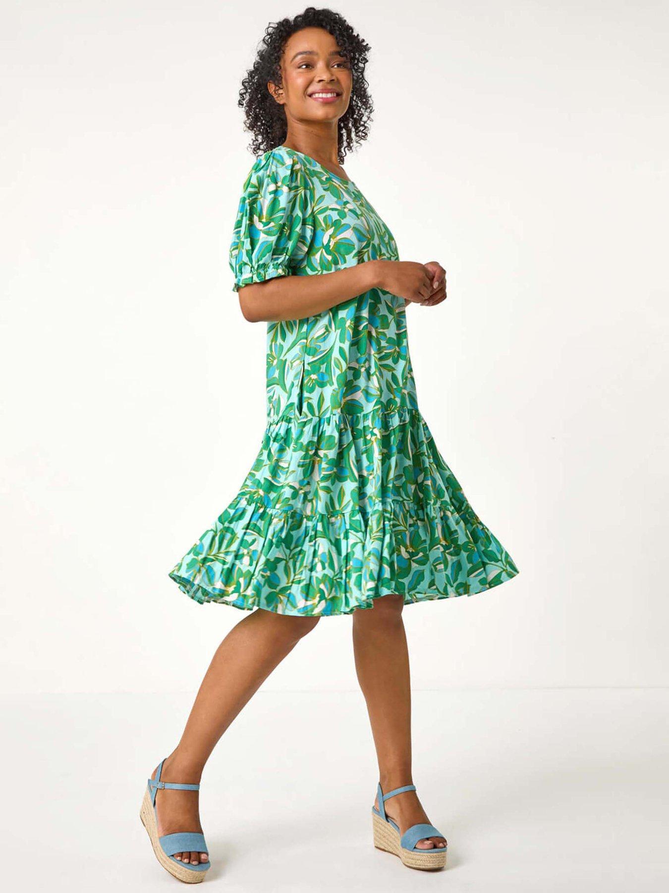  image of roman-petite-floral-tiered-smock-dress