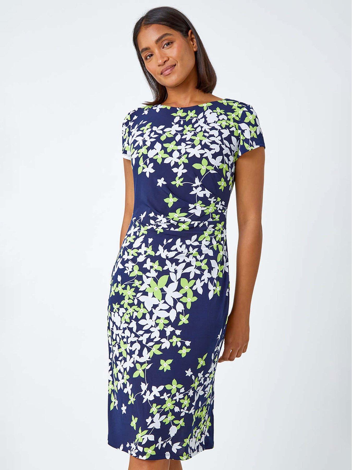 undefined Floral Print Shift Stretch Dress