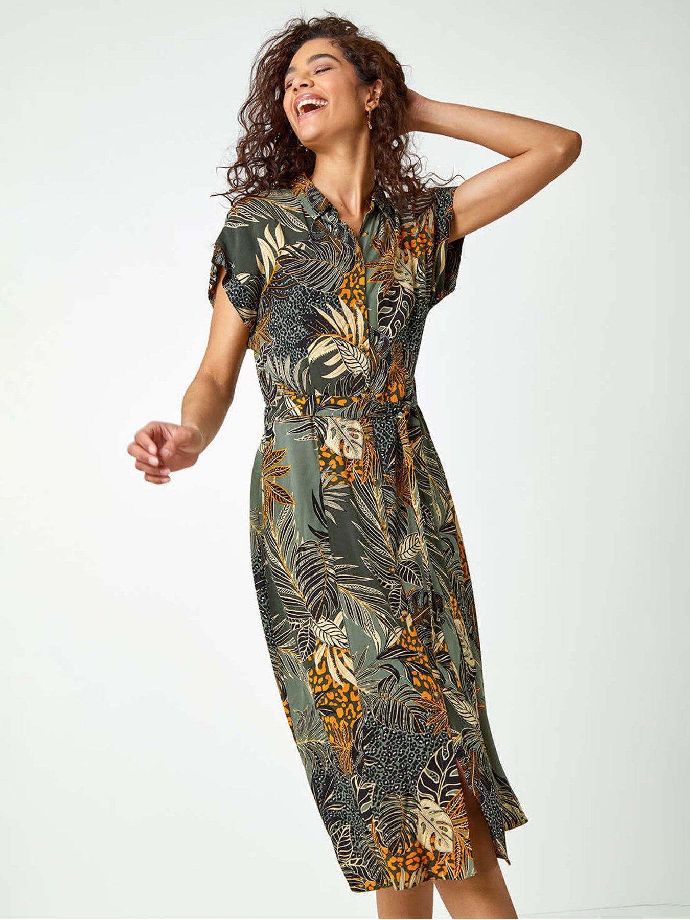roman-tropical-leaf-print-shirt-dress