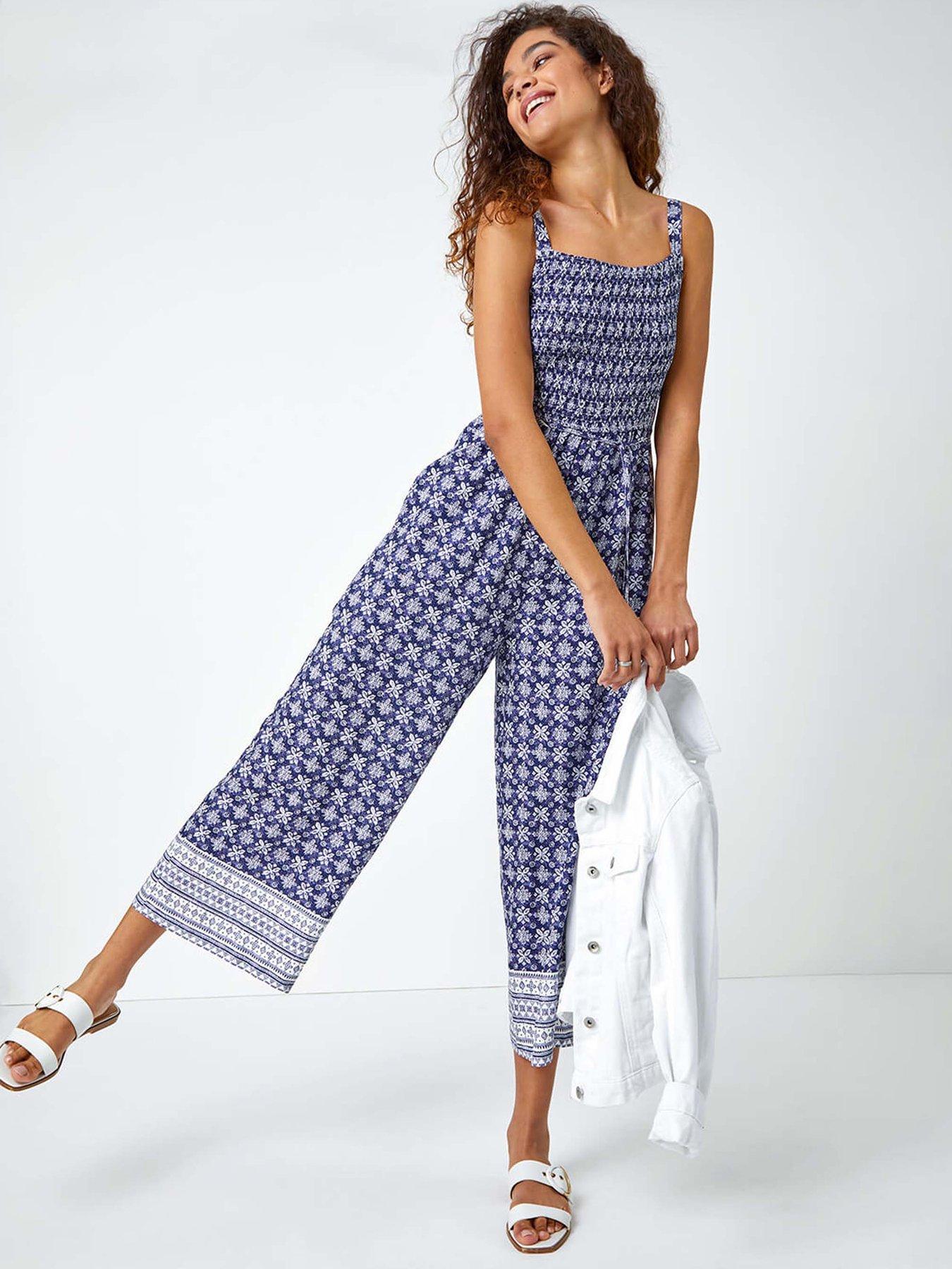 undefined Border Print Culotte Jumpsuit