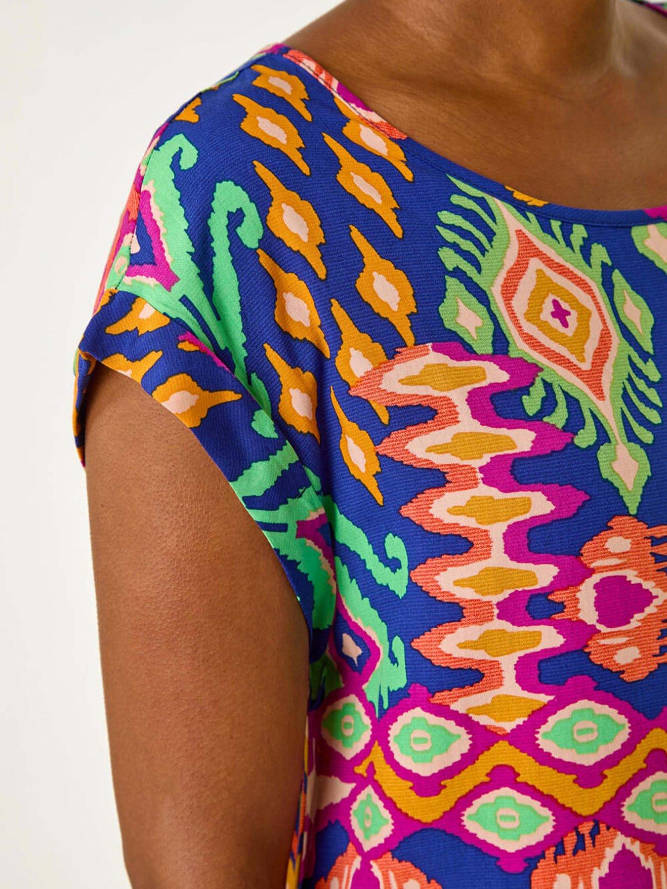  image of roman-aztec-print-short-sleeve-top