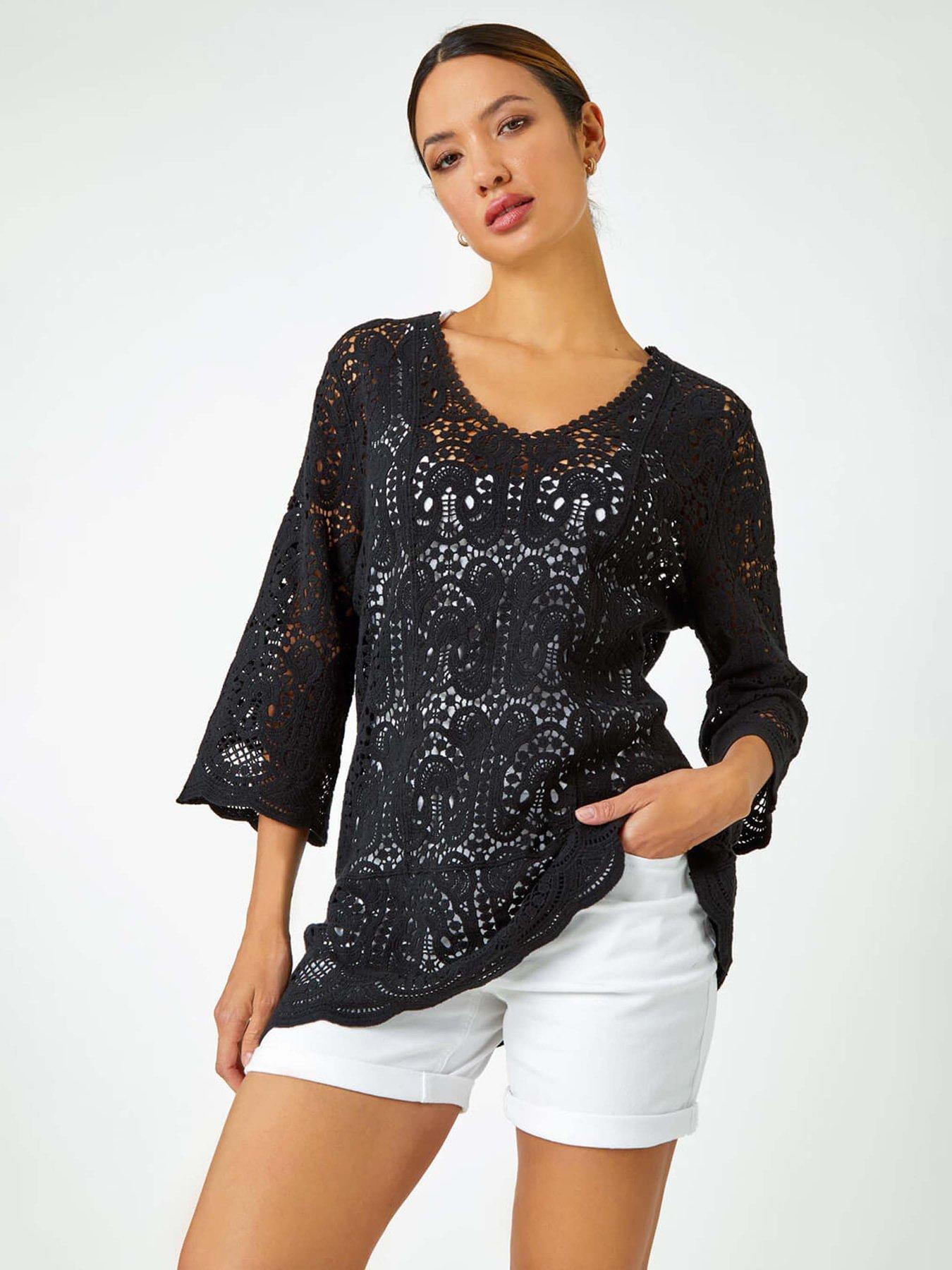  image of roman-cotton-crochet-tunic-top