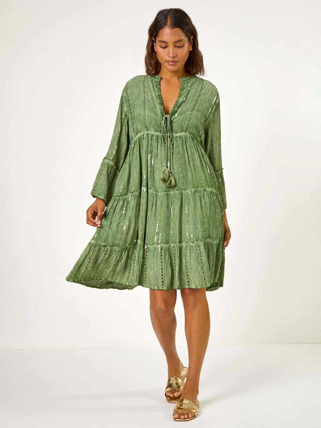 roman-shimmer-tie-detail-smock-dress