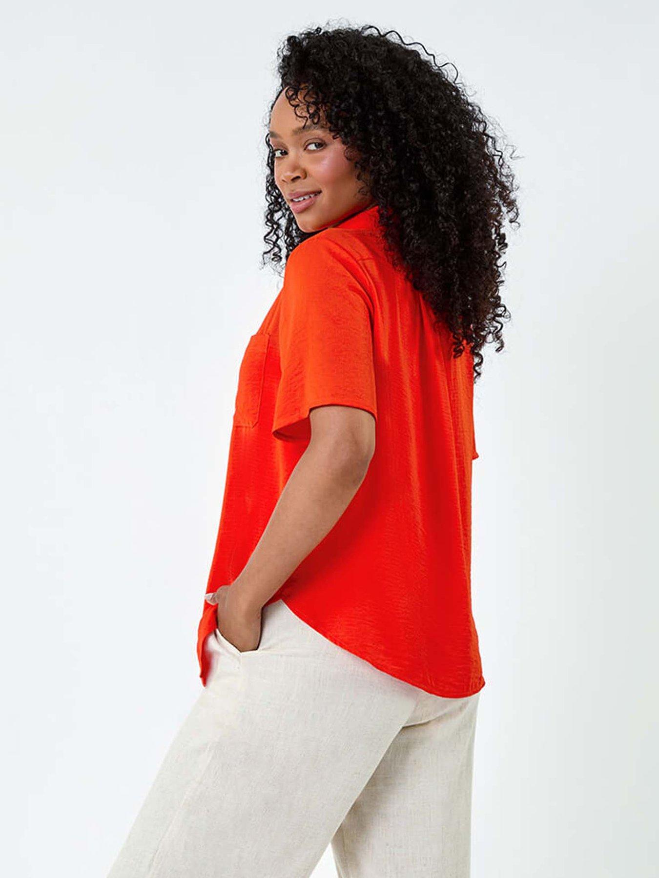 Image 2 of 5 of Roman Petite Button Up Pocket Shirt - Orange