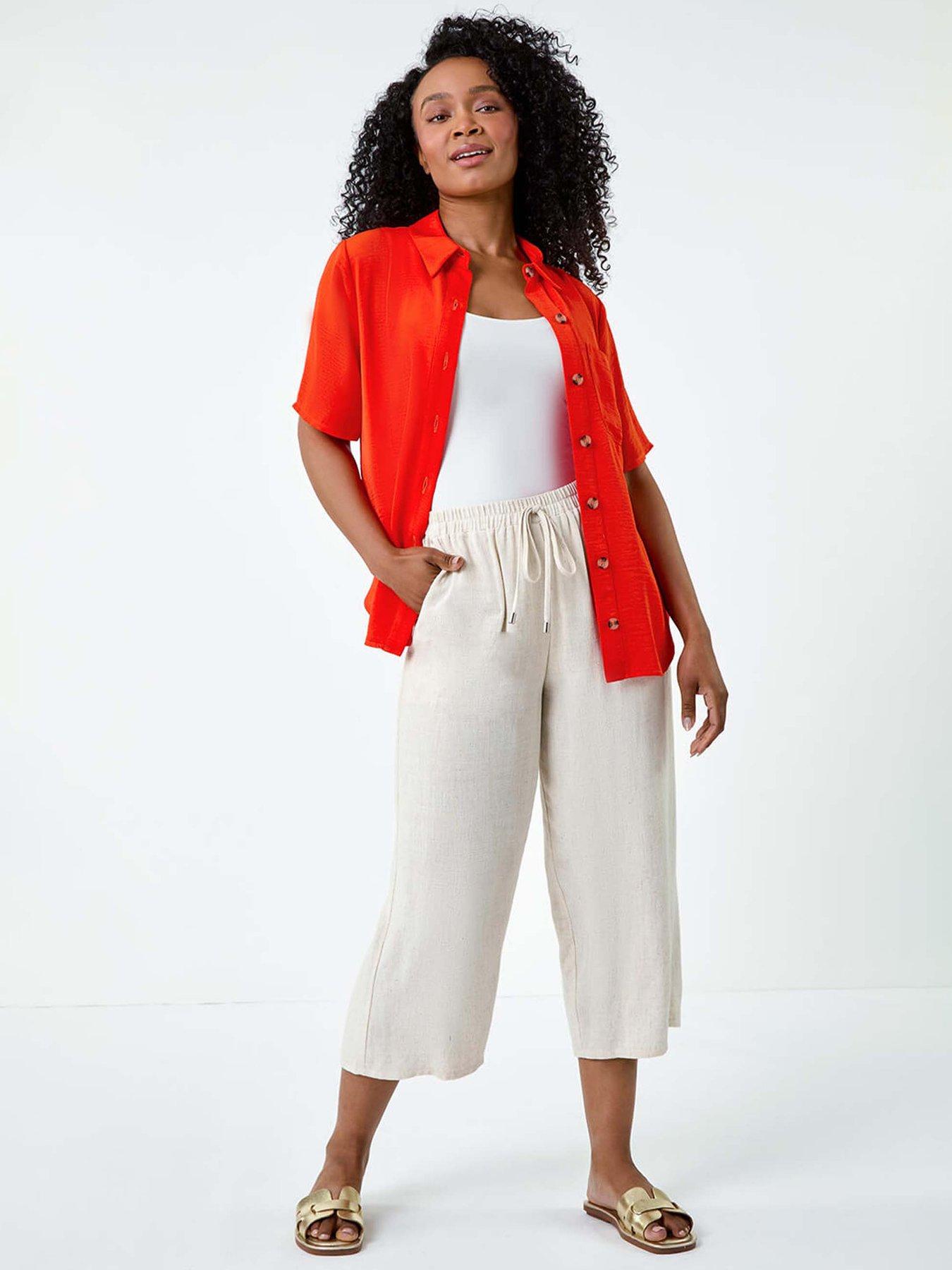 Image 3 of 5 of Roman Petite Button Up Pocket Shirt - Orange