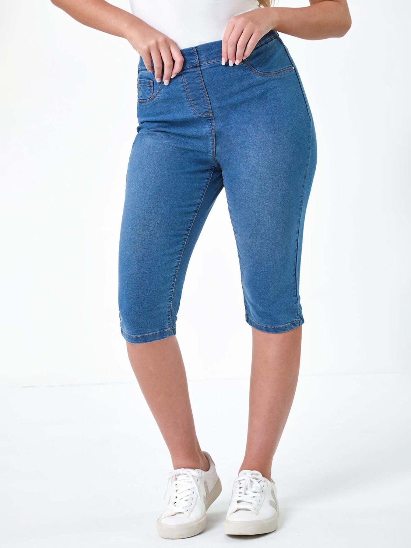 undefined Stretch Knee Length Pedal Pusher - Blue