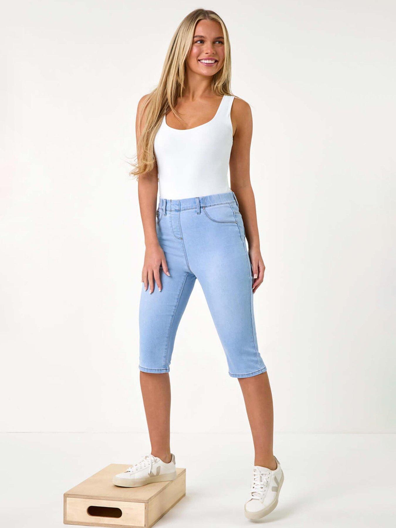  image of roman-stretch-knee-length-pedal-pusher-blue