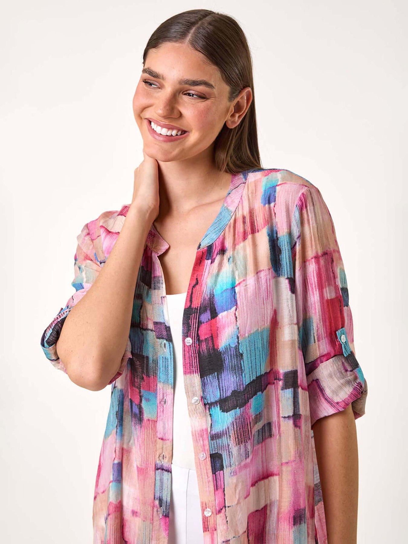  image of roman-abstract-print-longline-blouse