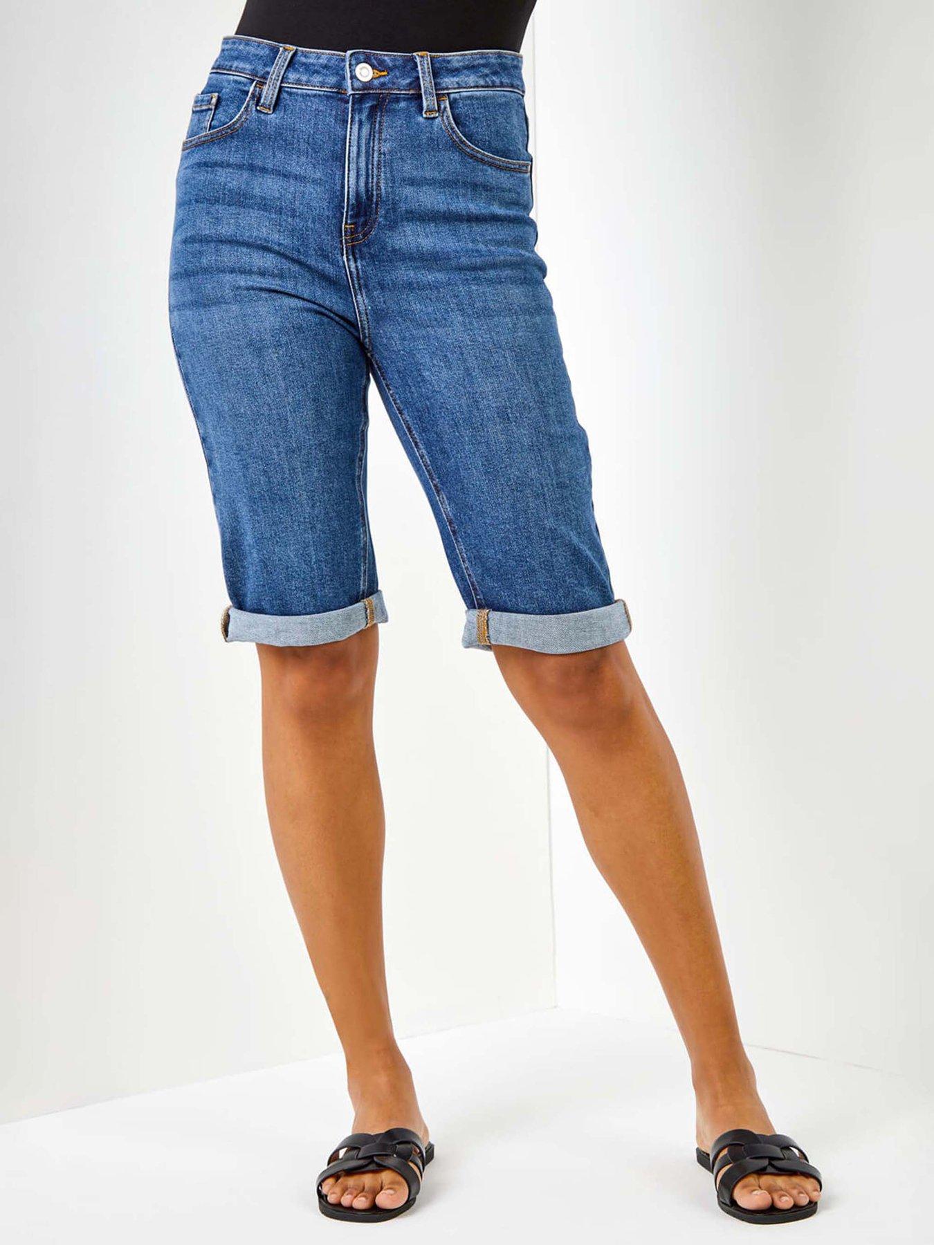  image of roman-essential-stretch-knee-length-shorts-blue