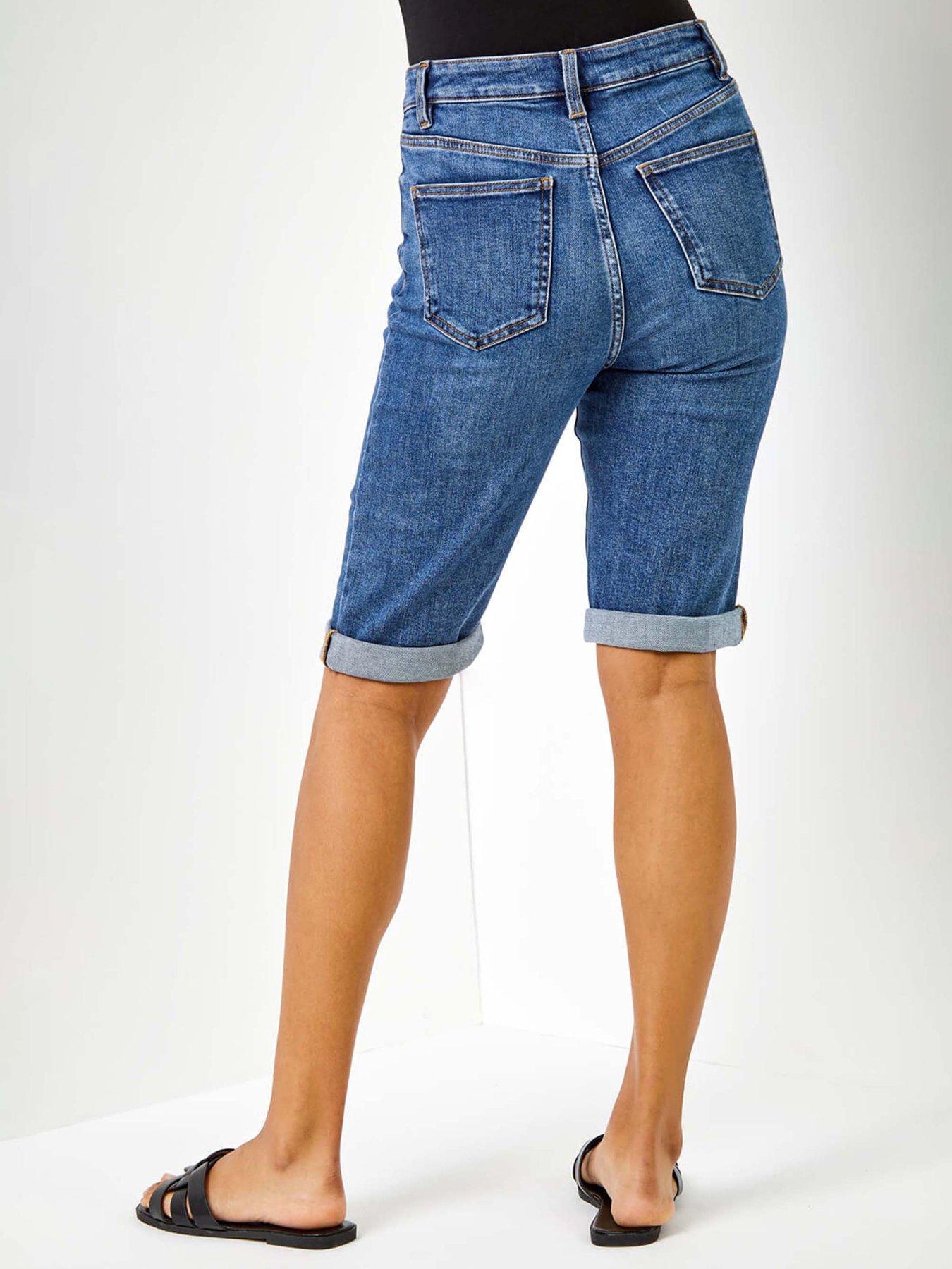  image of roman-essential-stretch-knee-length-shorts-blue