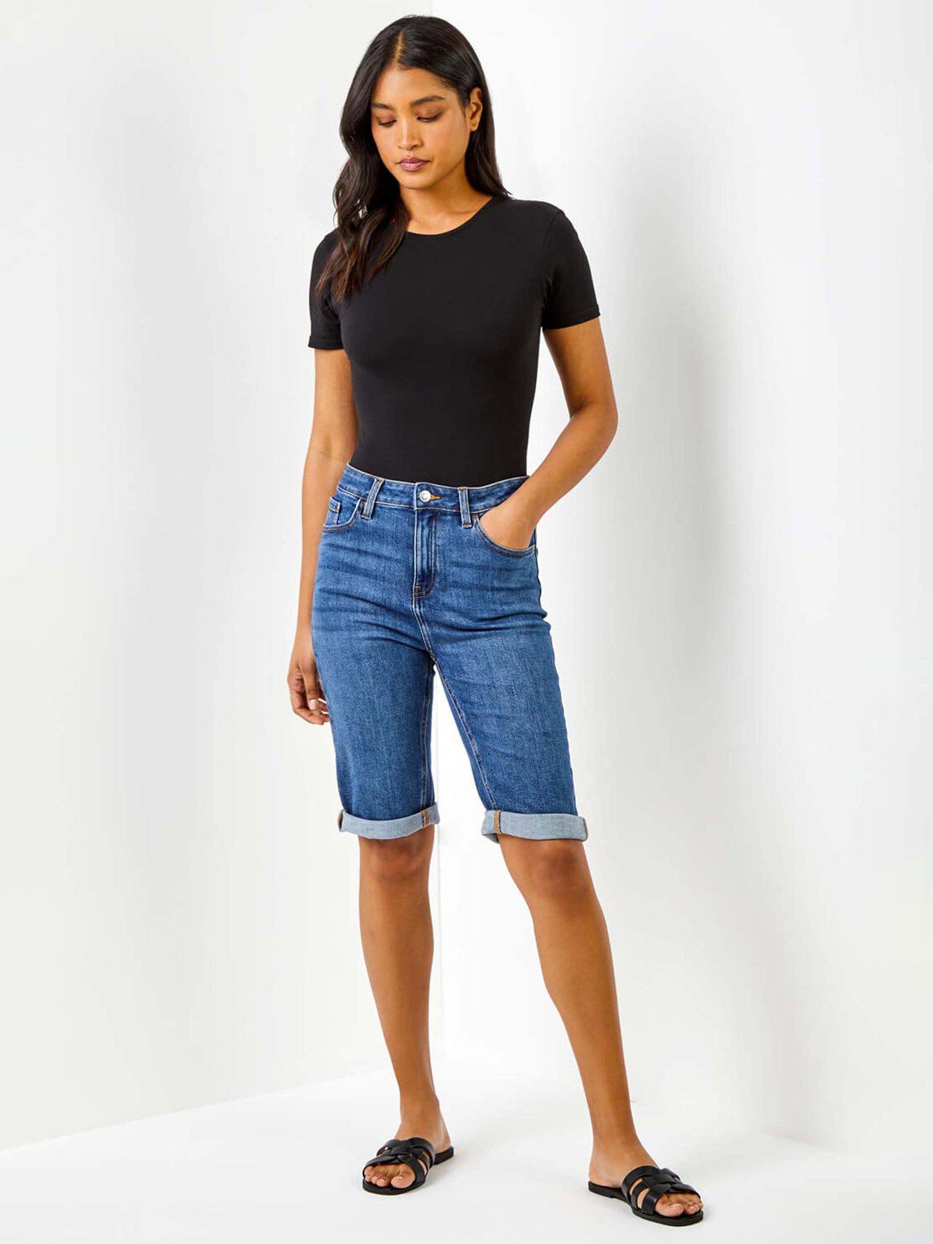  image of roman-essential-stretch-knee-length-shorts-blue