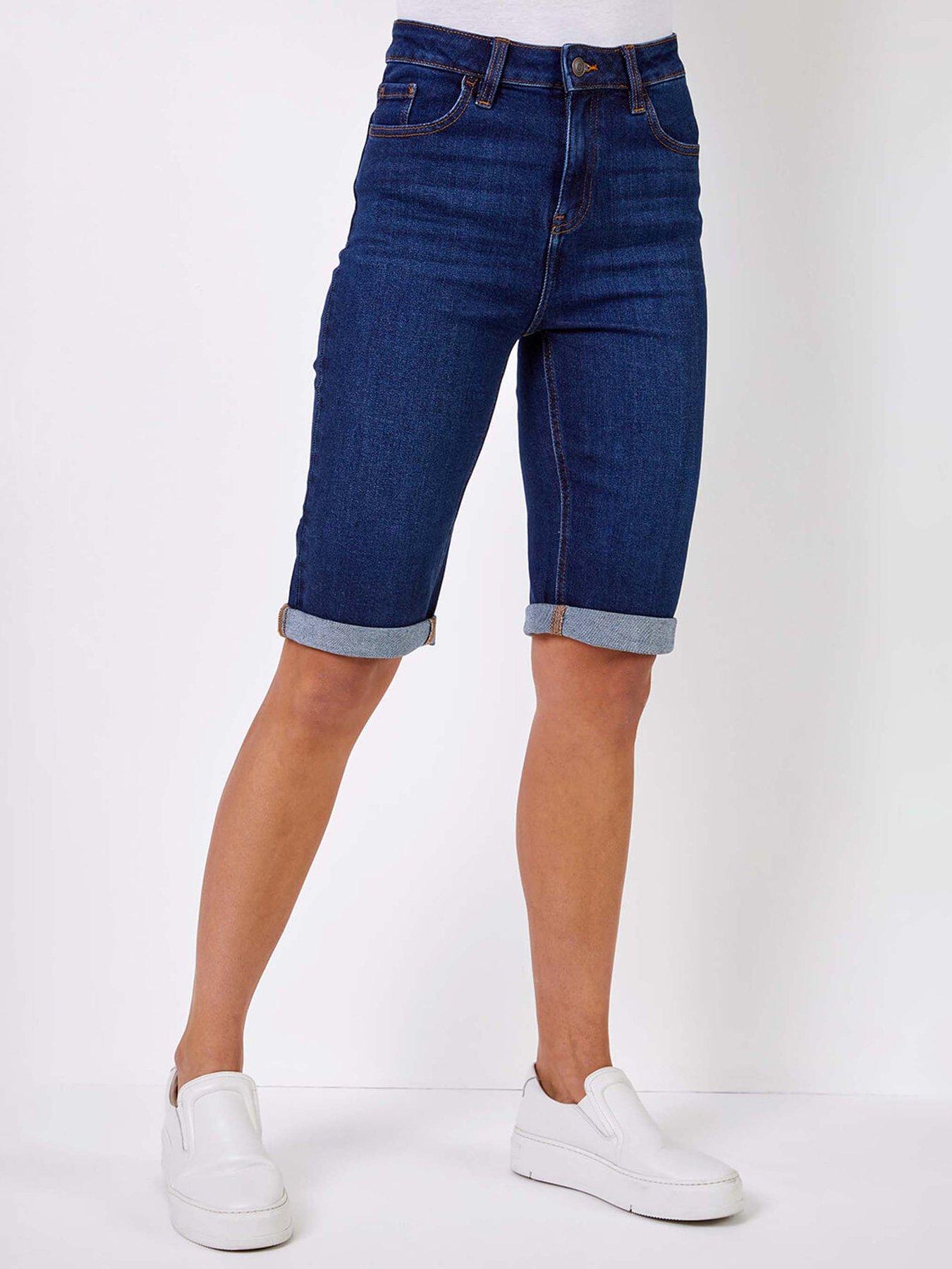 undefined Essential Stretch Knee Length Shorts - Blue