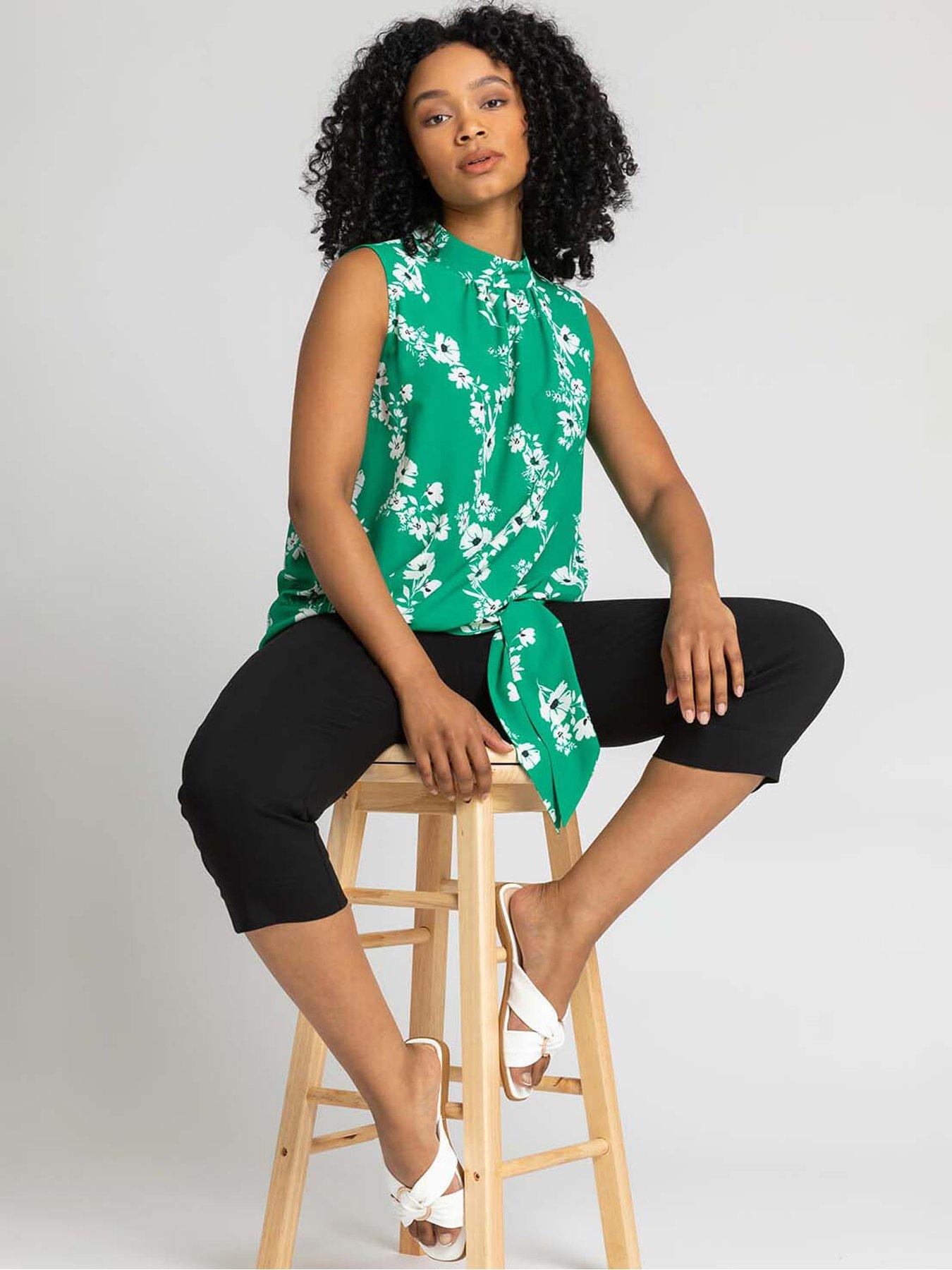  image of roman-petite-cropped-stretch-trouser-black