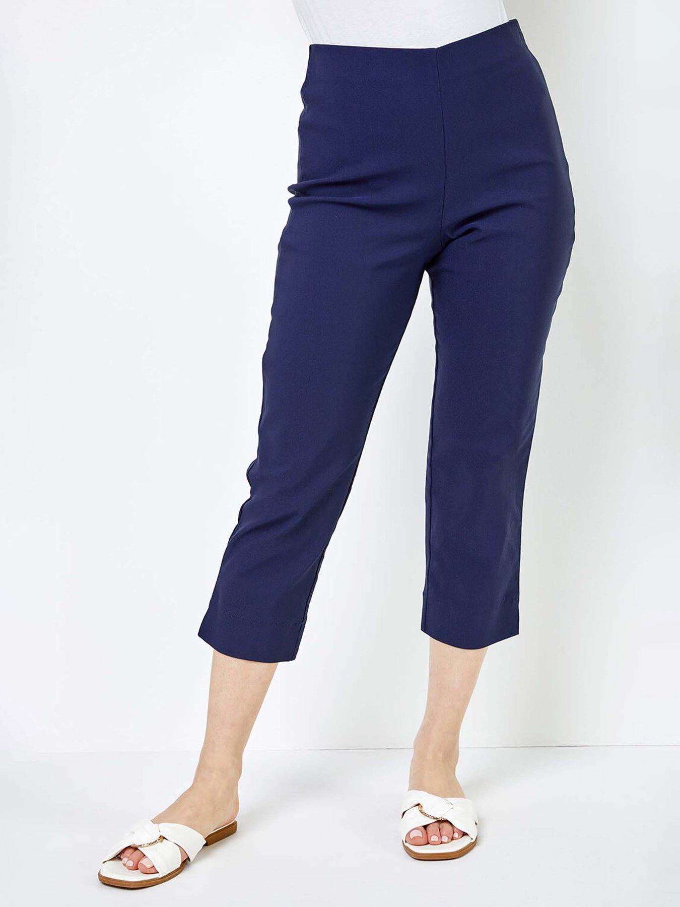  image of roman-petite-cropped-stretch-trousers-navy