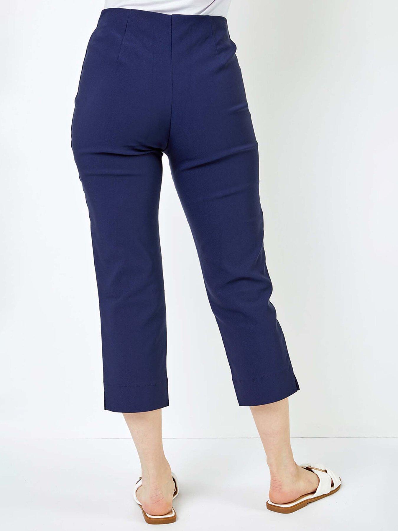  image of roman-petite-cropped-stretch-trousers-navy