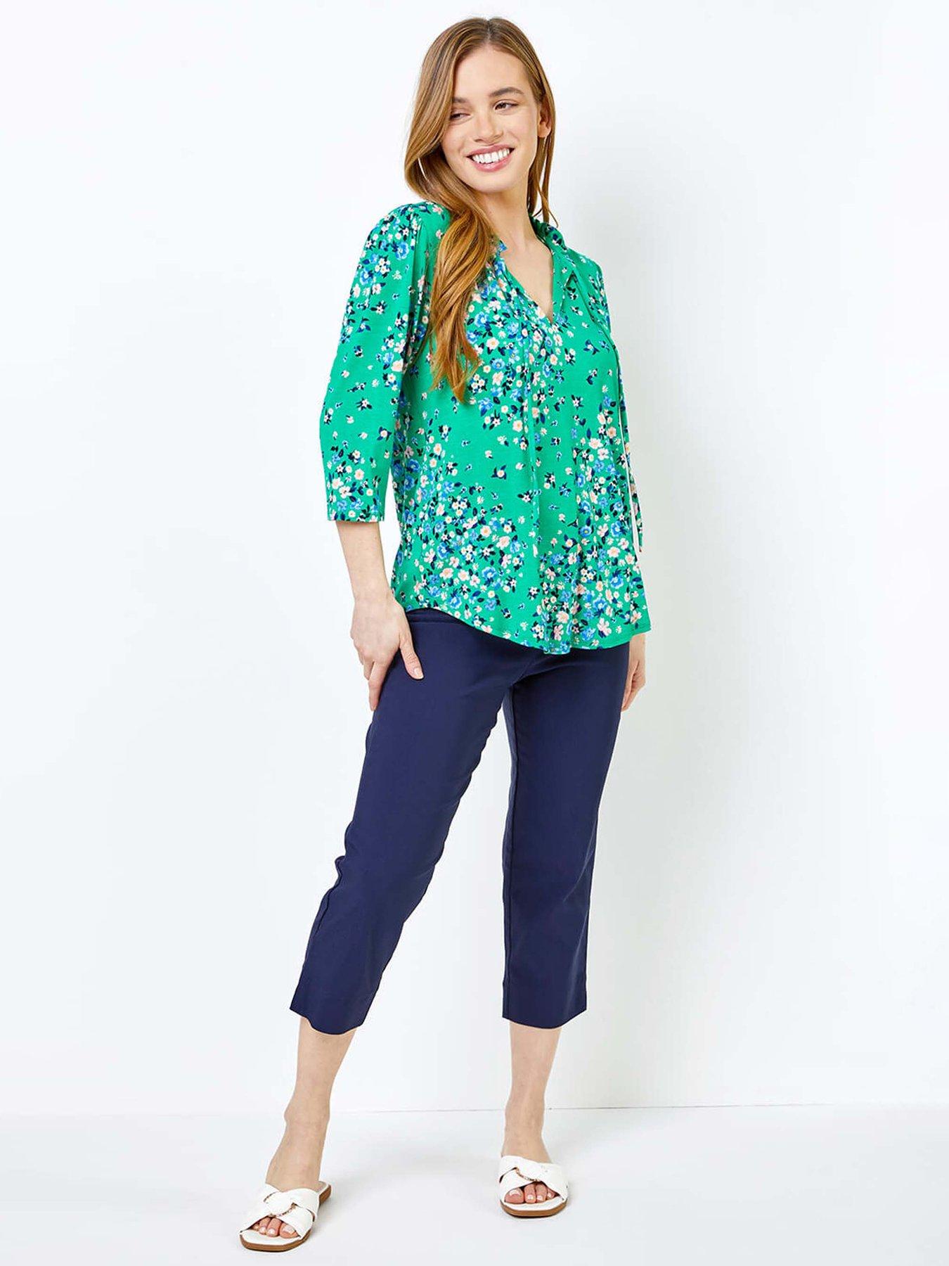  image of roman-petite-cropped-stretch-trousers-navy