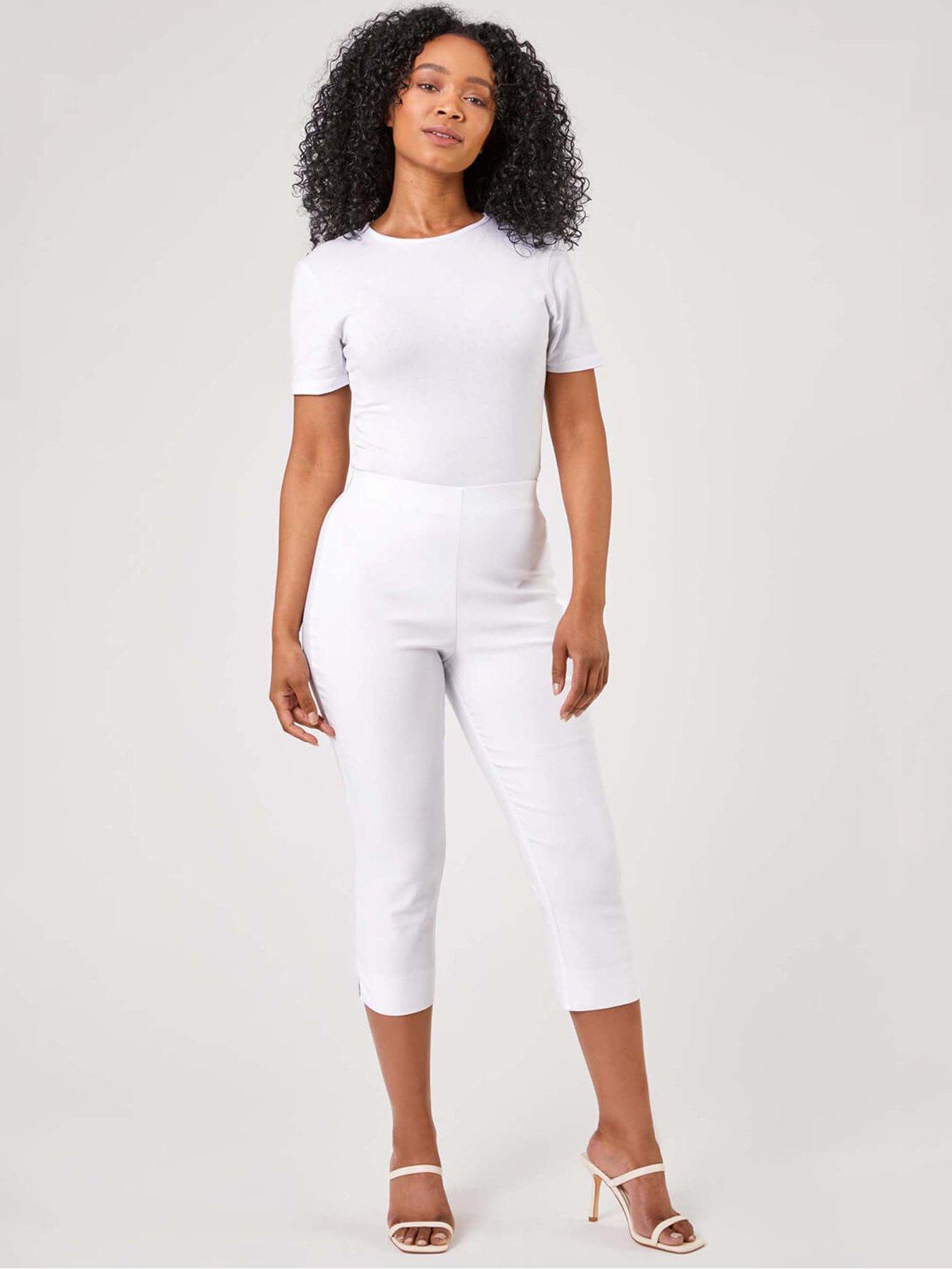  image of roman-petite-cropped-stretch-trousers-white